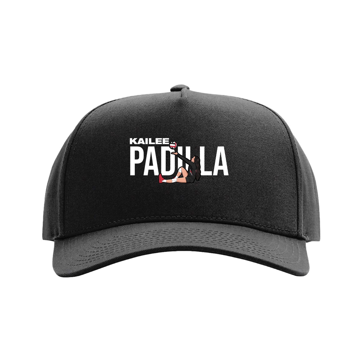 Full Fabric Five-Panel Champ Cap — Player Name in Black
