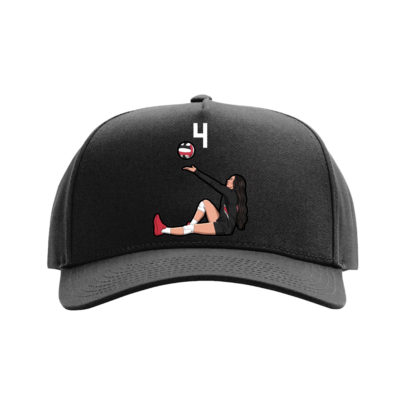 Full Fabric Five-Panel Champ Cap — Number Top in Black
