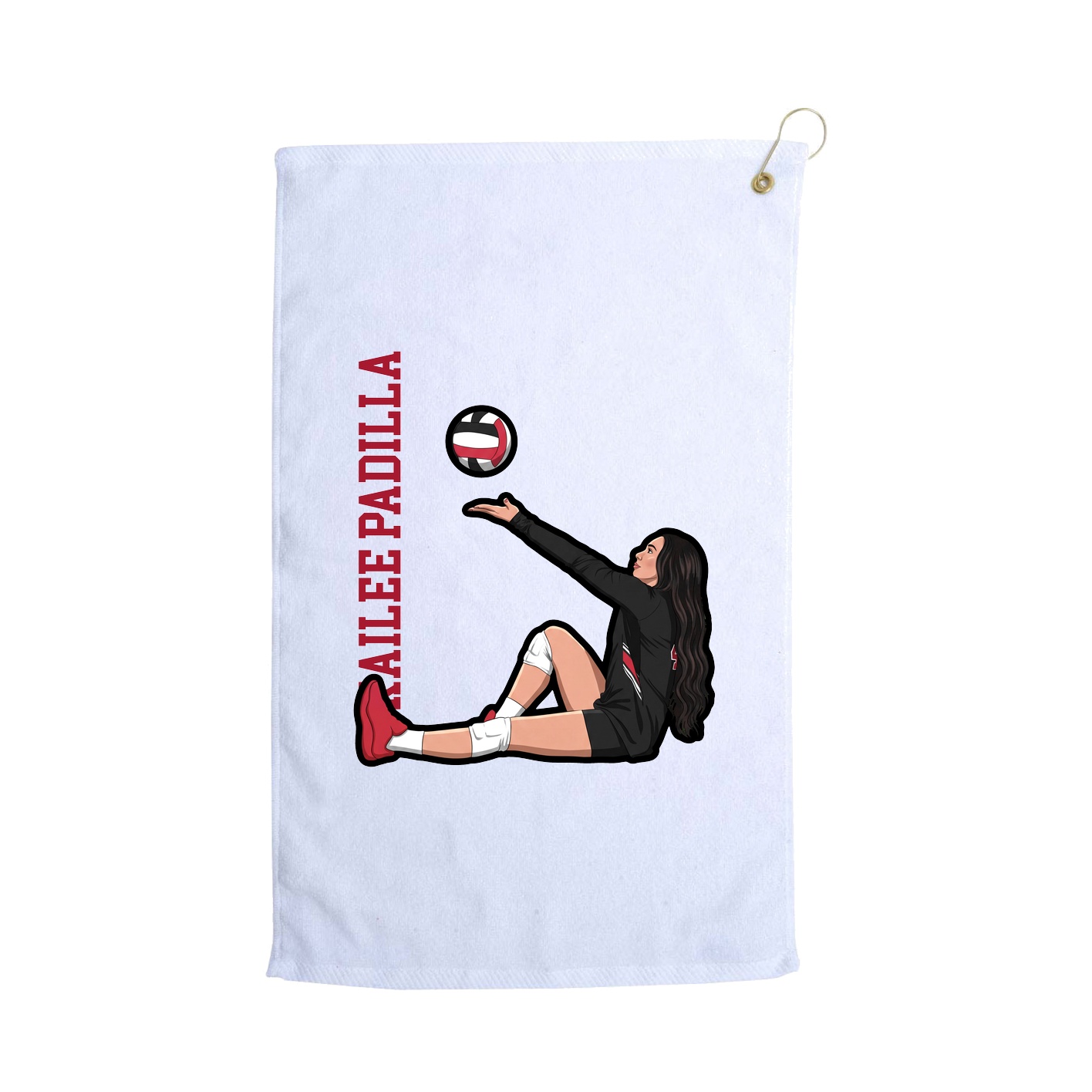 Golf Towel — Name Vertical in White