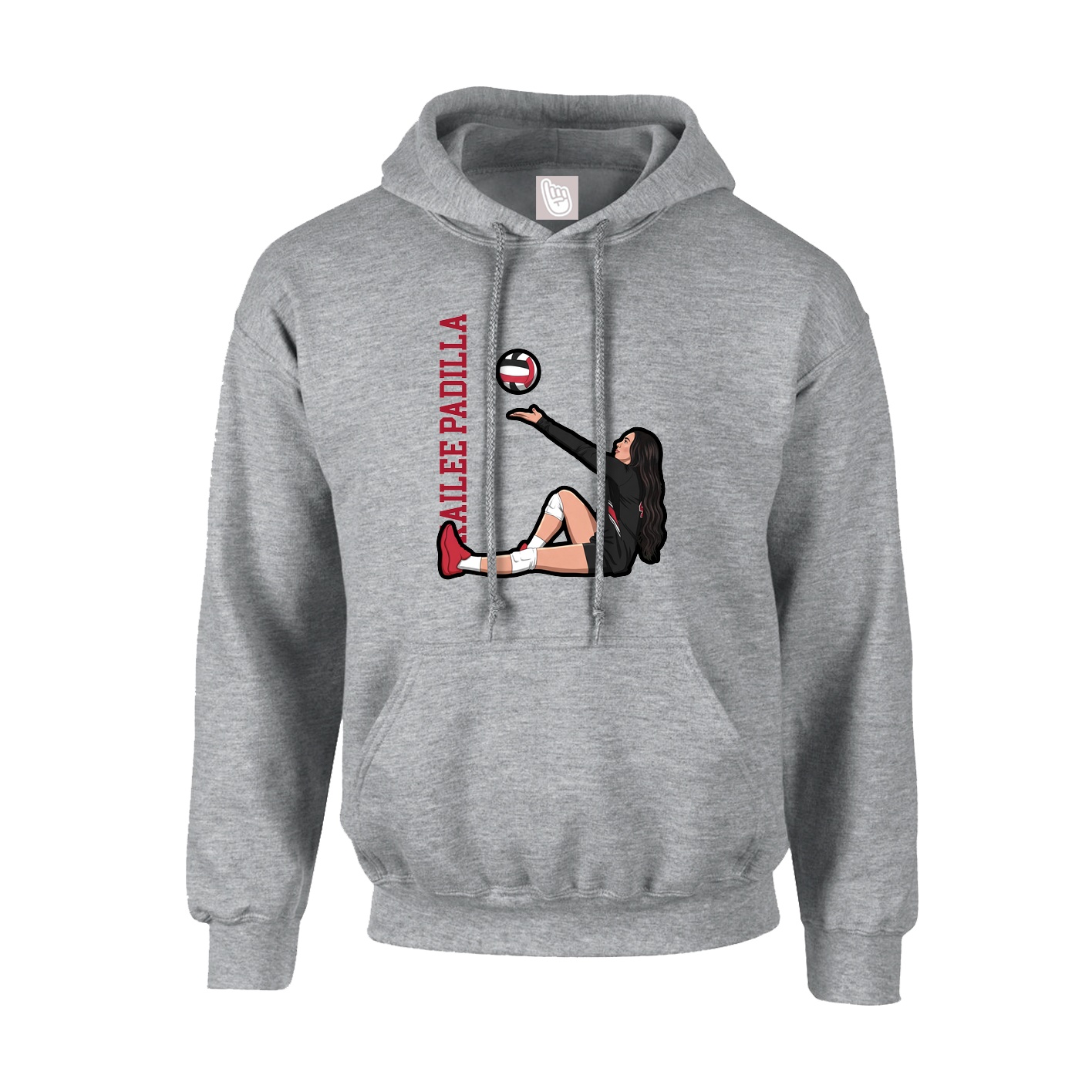 Youth Hoodie — Name Vertical in Grey