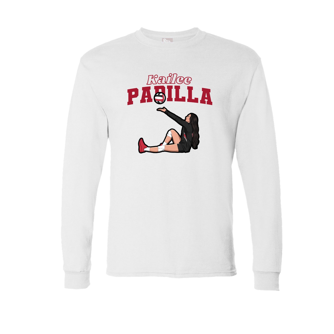 Long Sleeve Tee — Name Arch in White