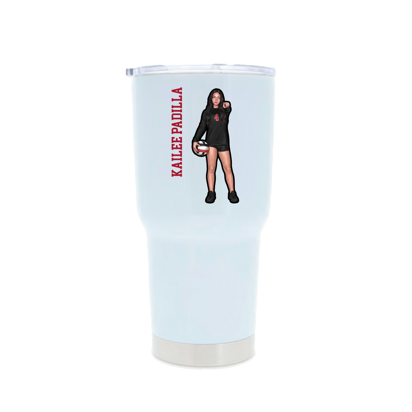 30oz Stainless Steel Tumbler — Name Vertical in White