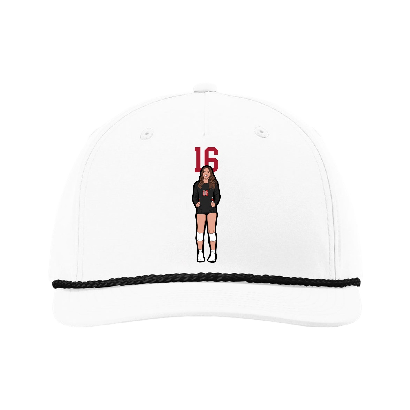 Five-Panel Classic Rope Cap — Number Top in White