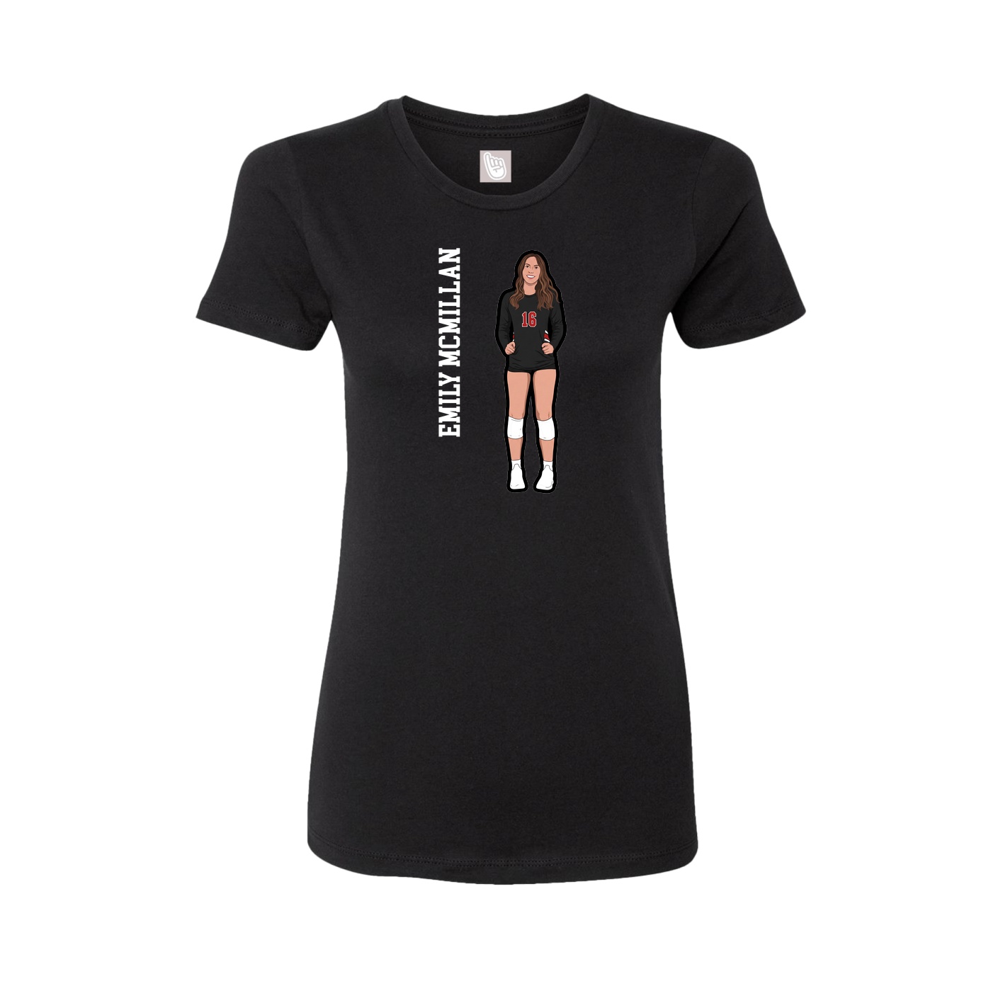 Fitted Women's Tee — Name Vertical in Black