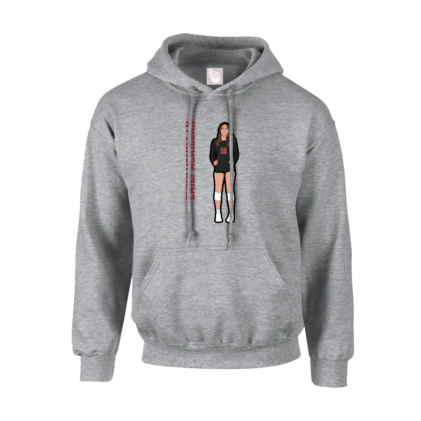 Hoodie — Name Vertical in Grey