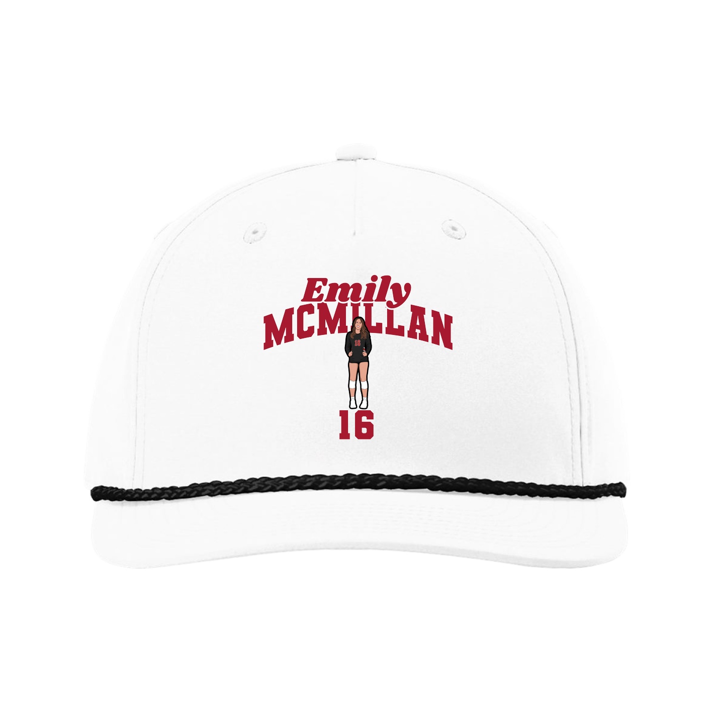 Five-Panel Classic Rope Cap — Signature Arch in White