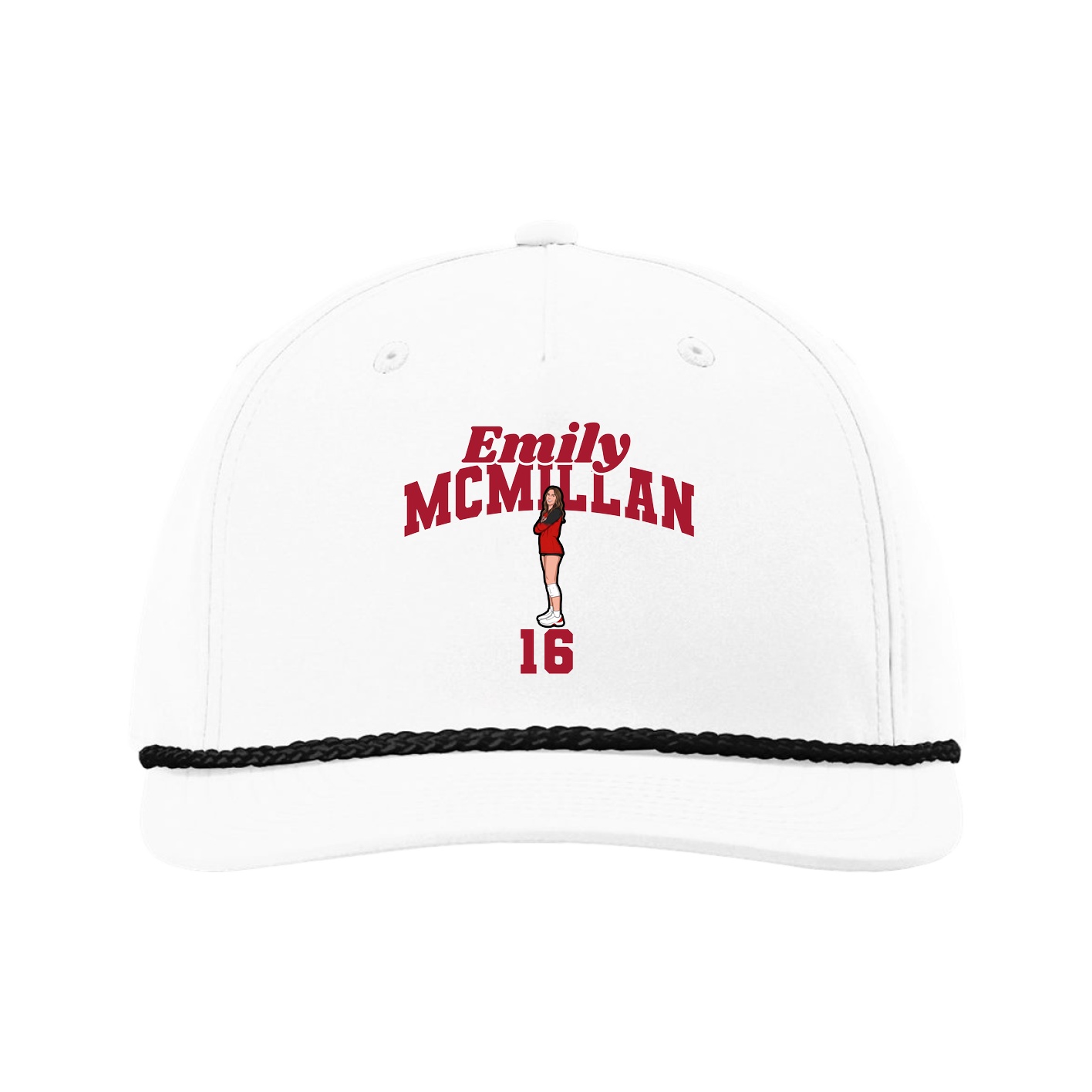 Five-Panel Classic Rope Cap — Signature Arch in White
