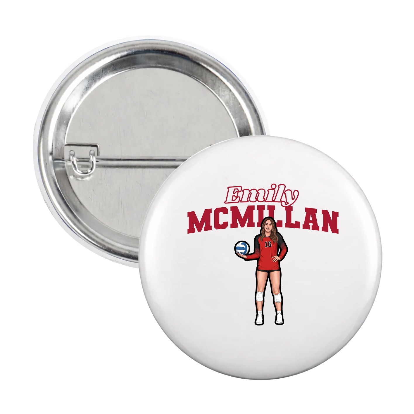 Game Day Button — Name Arch in White