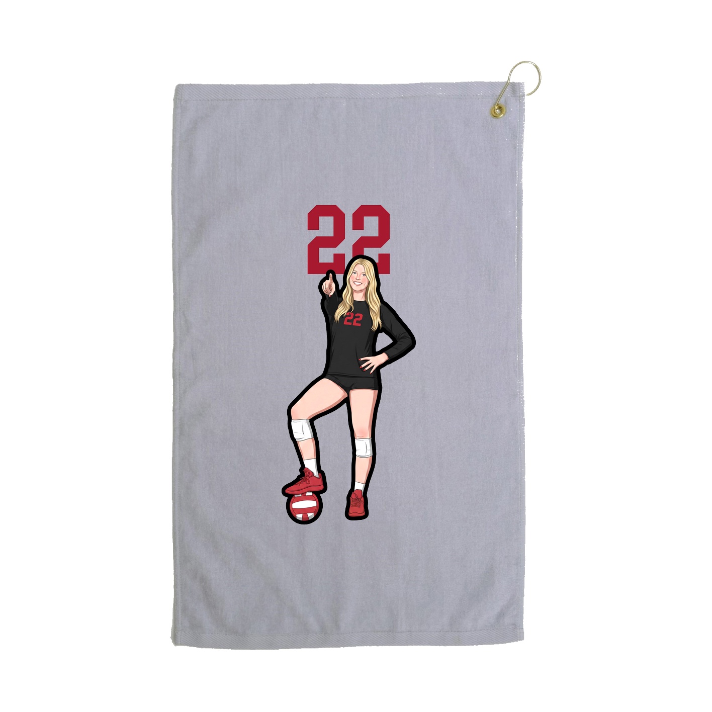 Golf Towel — Number Top in Grey