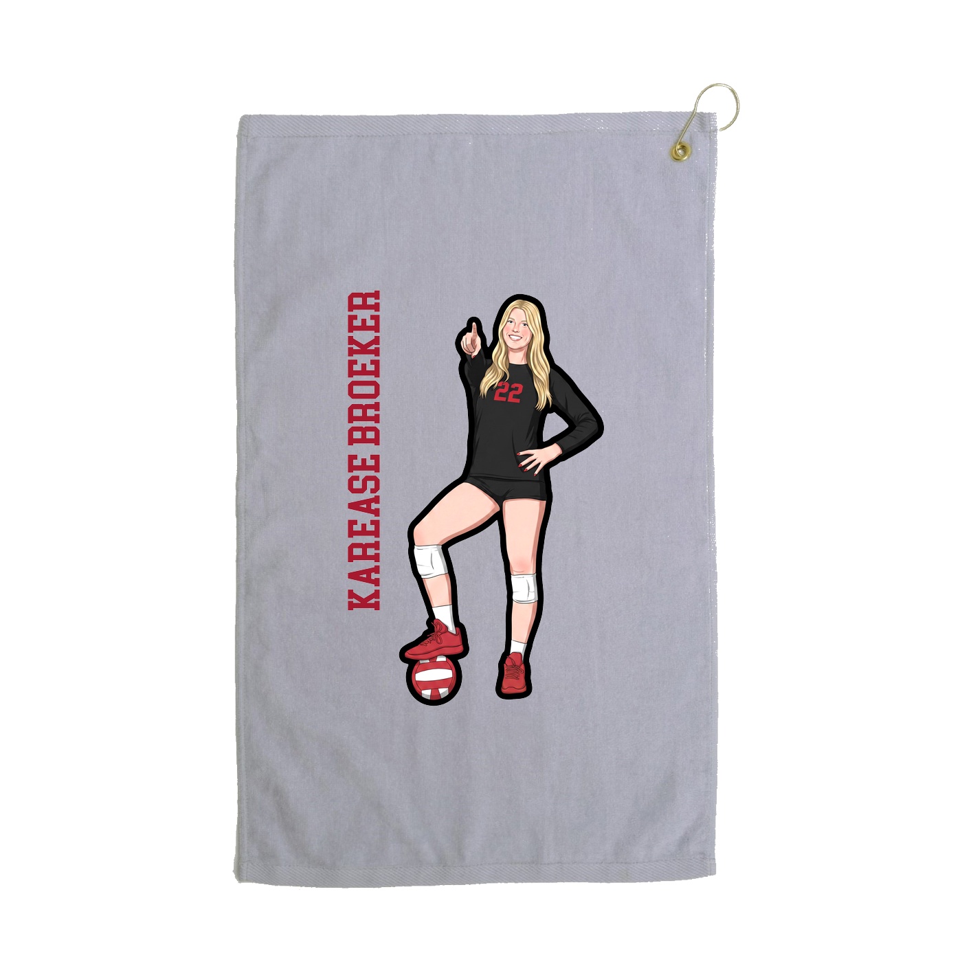 Golf Towel — Name Vertical in Grey