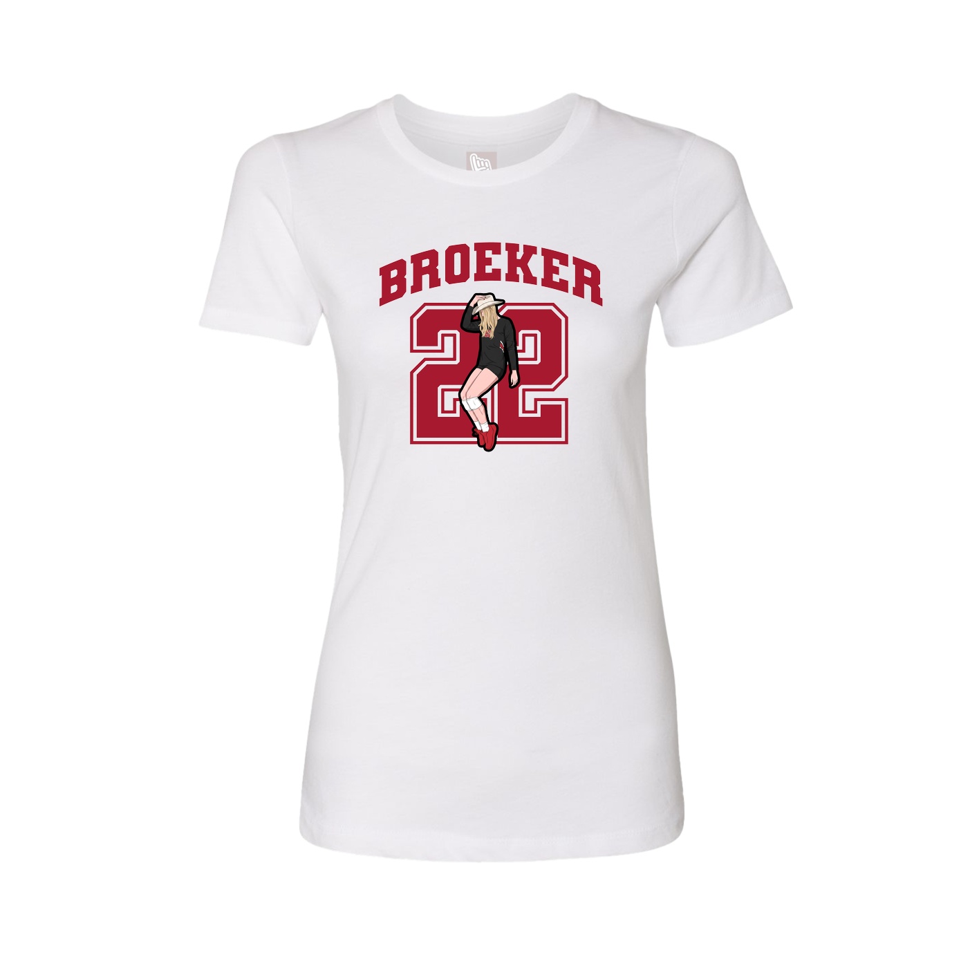 Fitted Women's Tee — Number in White