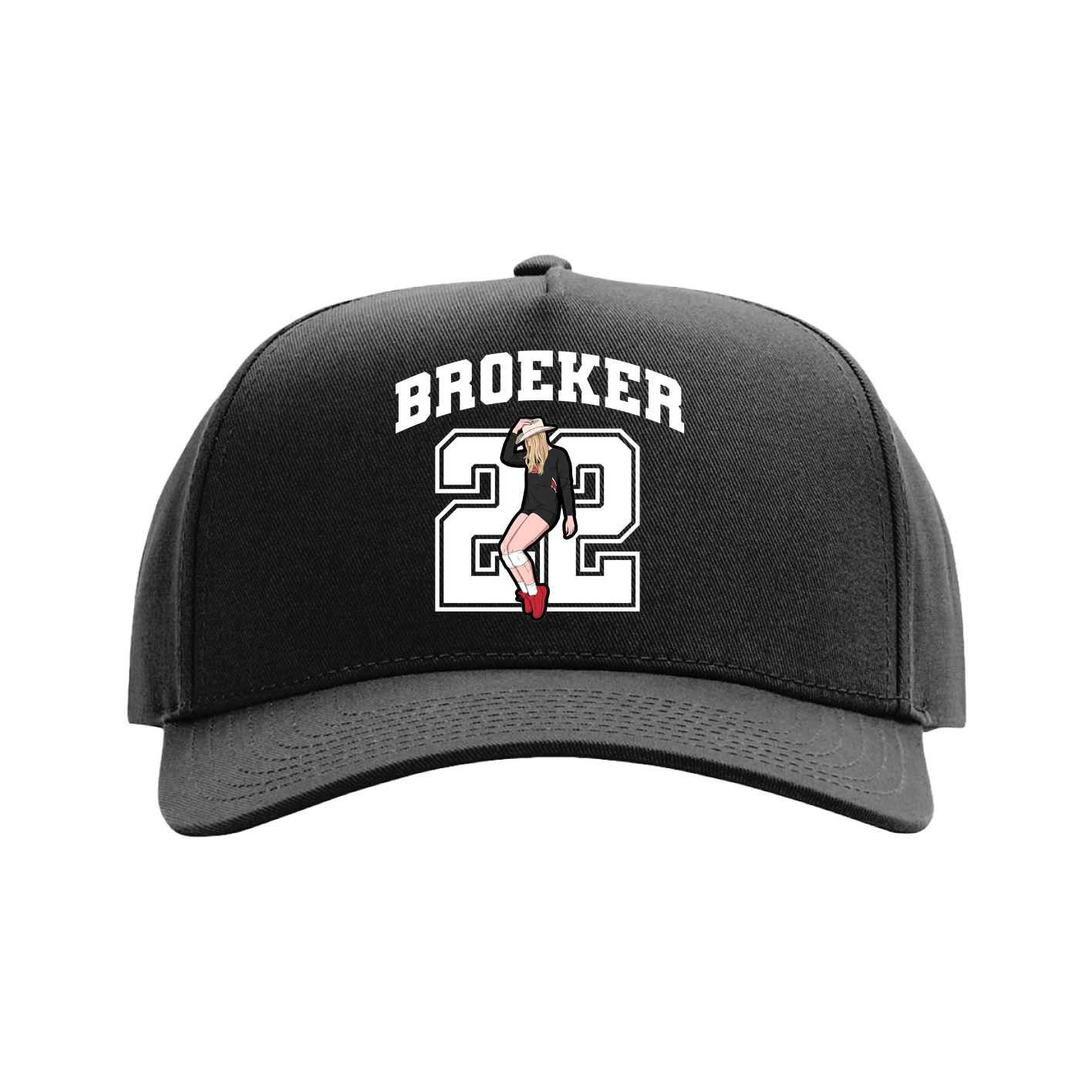 Full Fabric Five-Panel Champ Cap — Number in Black