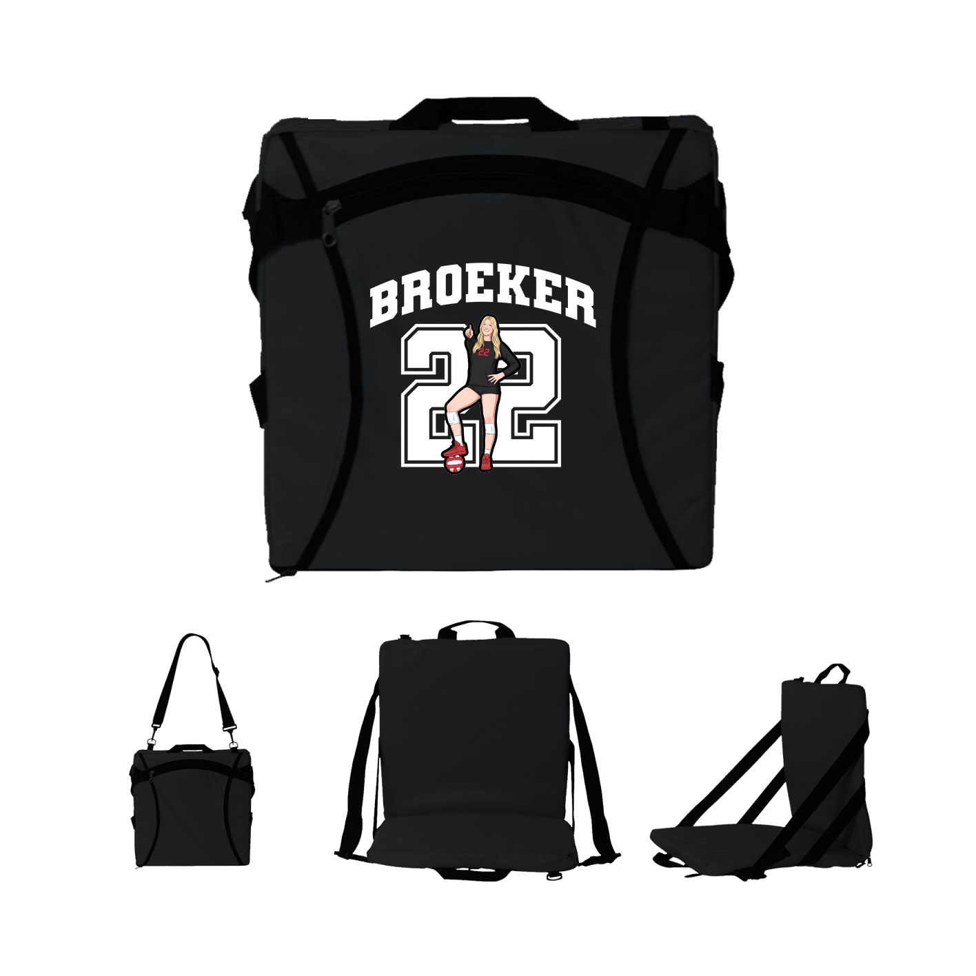 Folding Stadium Seat — Number in Black