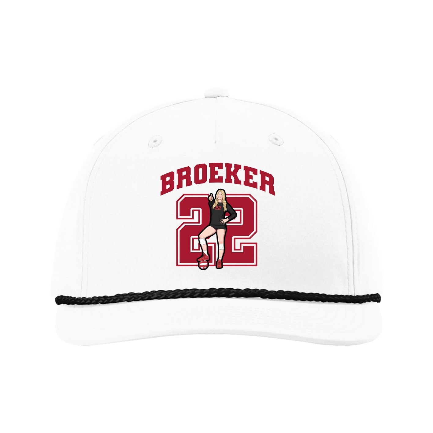 Five-Panel Classic Rope Cap — Number in White
