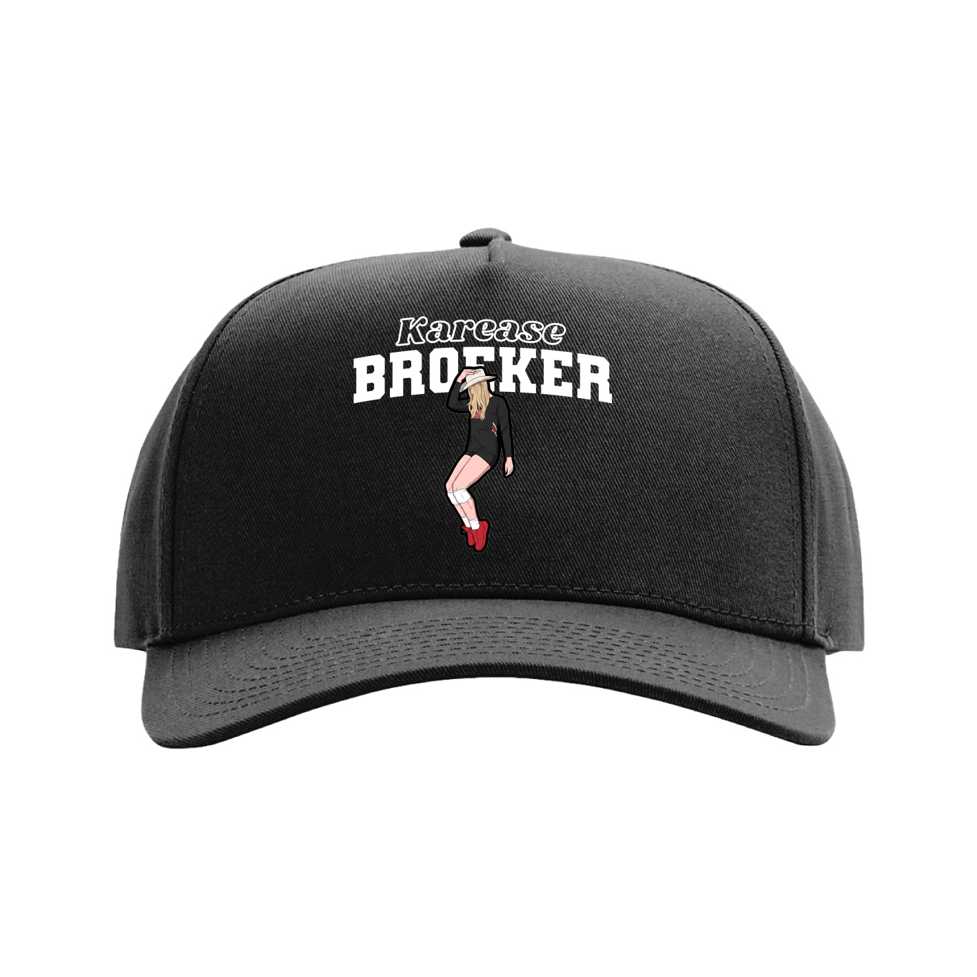 Full Fabric Five-Panel Champ Cap — Name Arch in Black