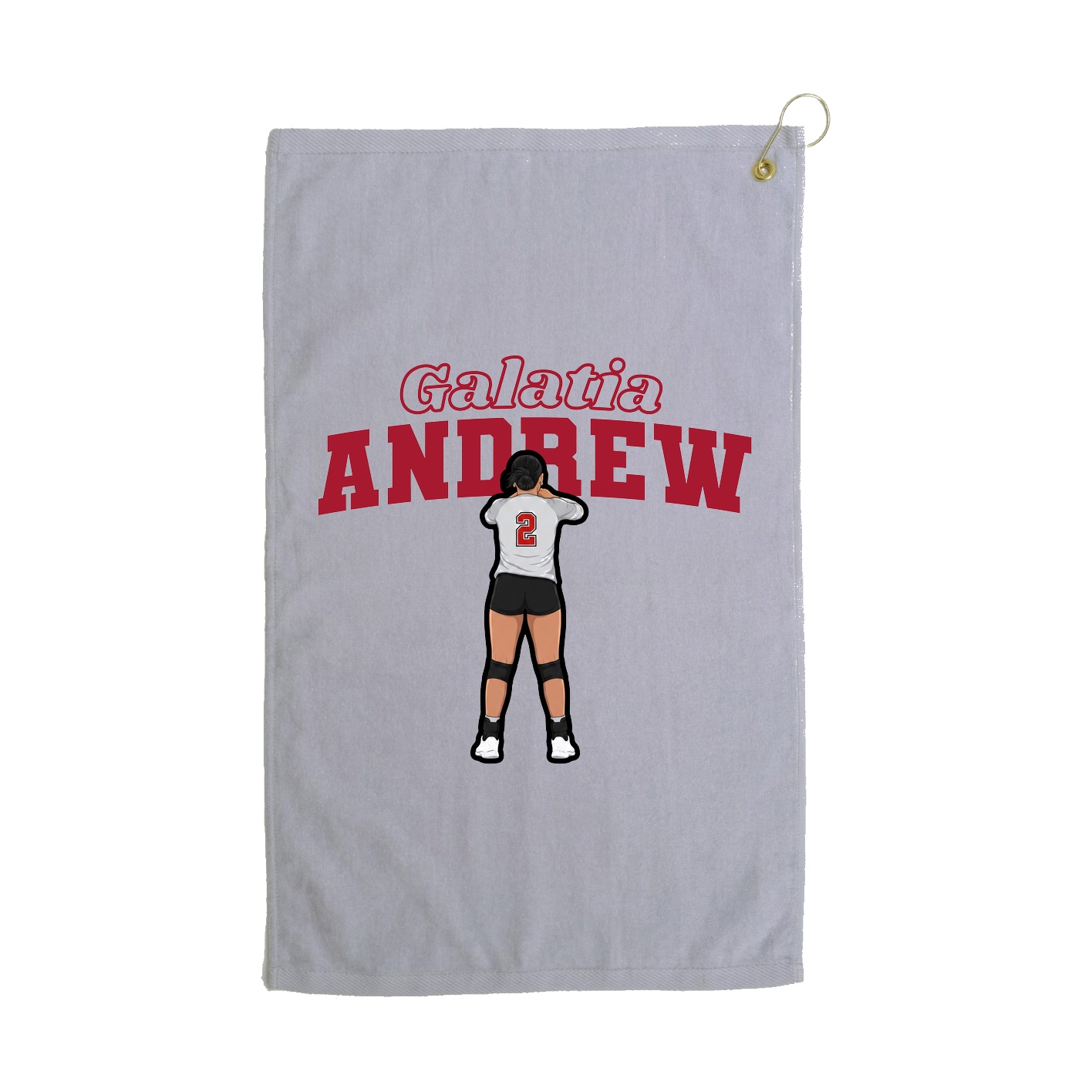 Golf Towel — Name Arch in Grey