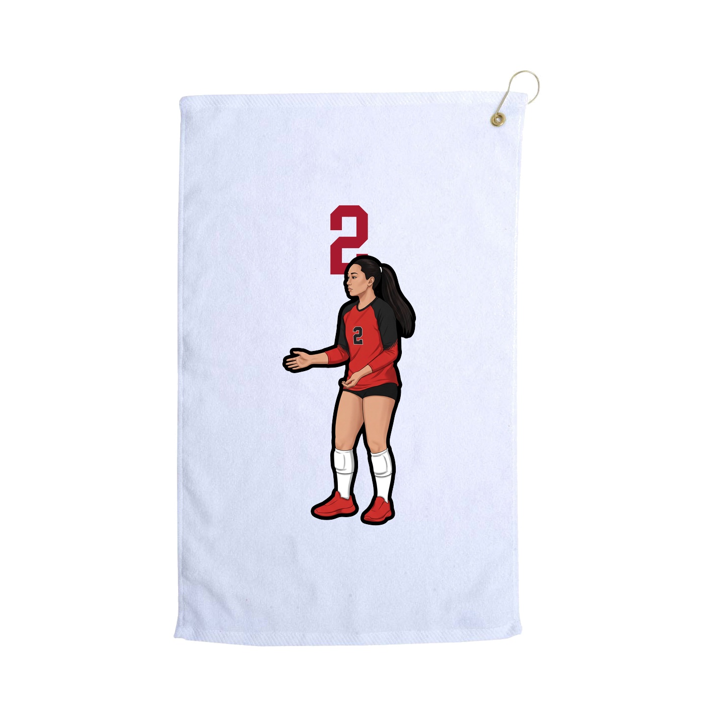 Golf Towel — Number Top in White