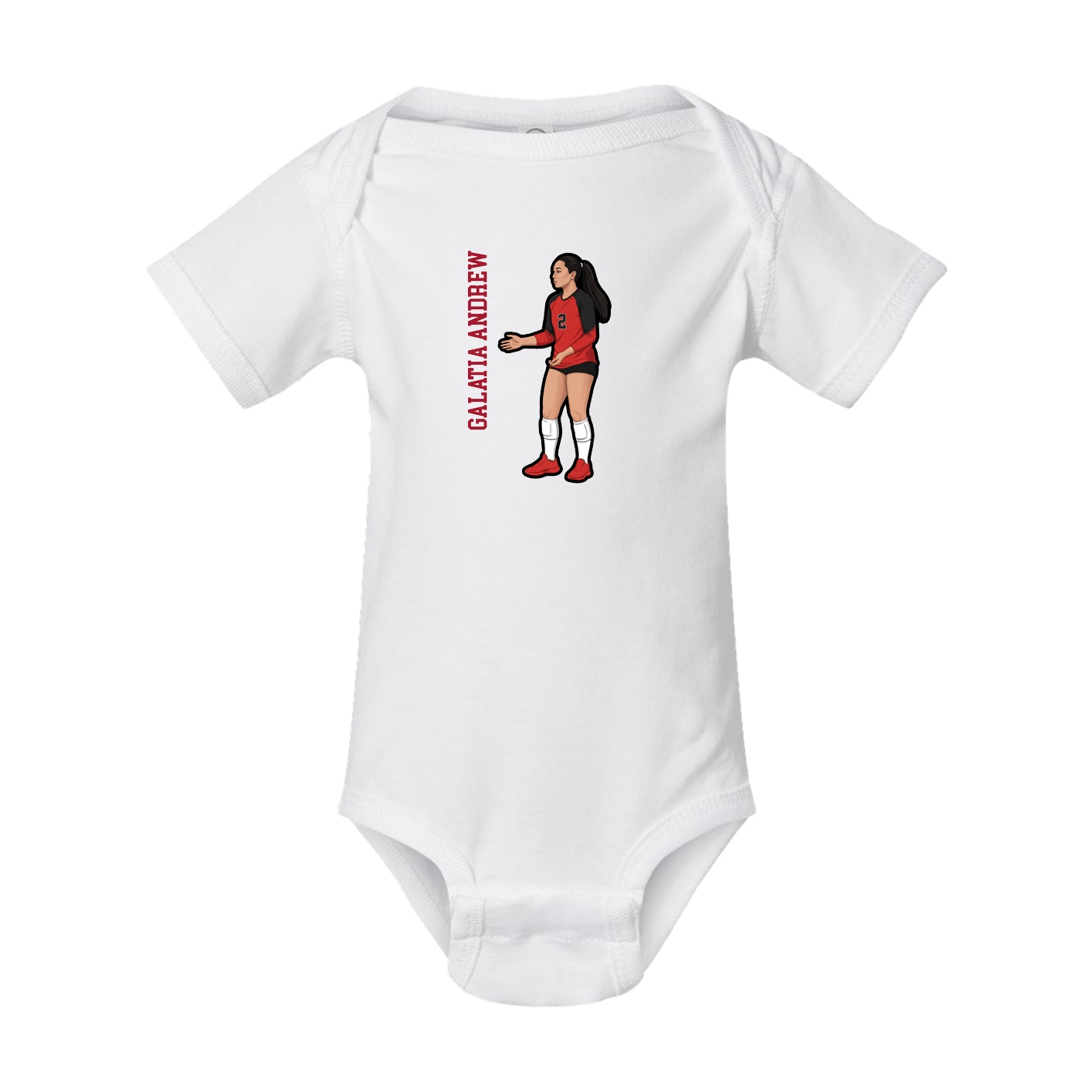 Baby Onesie — Name Vertical in White