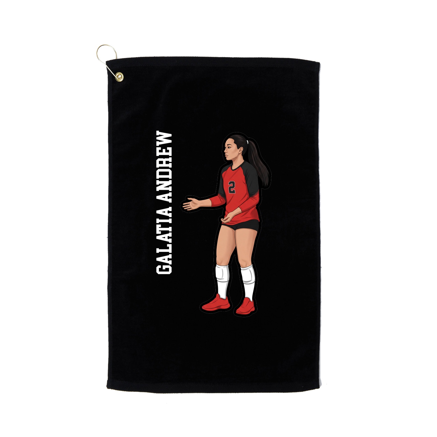 Golf Towel — Name Vertical in Black