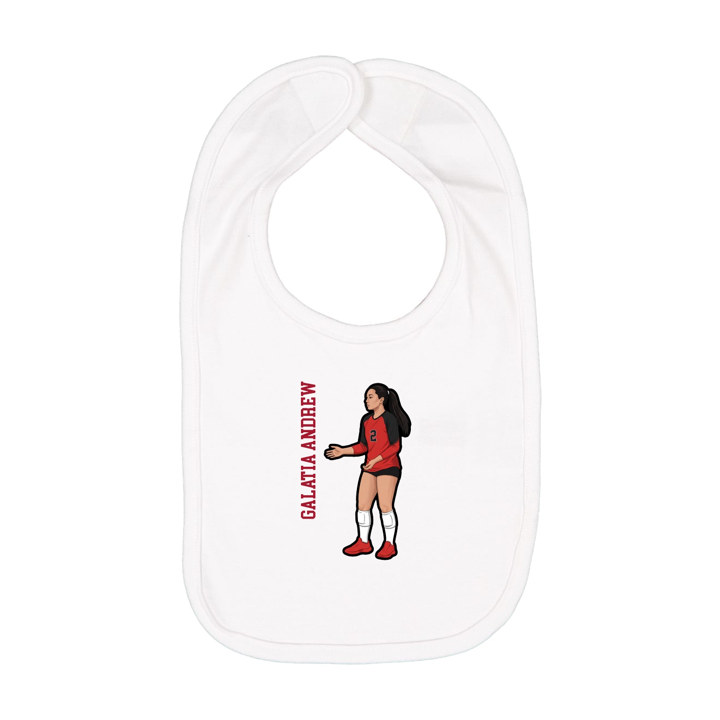 Infant Bib — Name Vertical in White