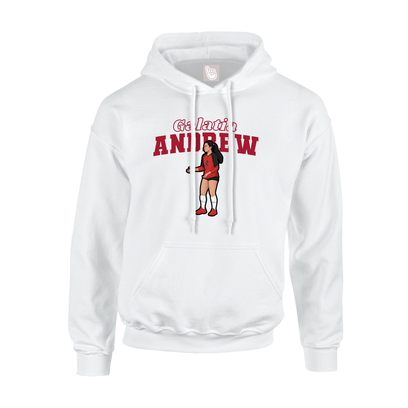 Youth Hoodie — Name Arch in White