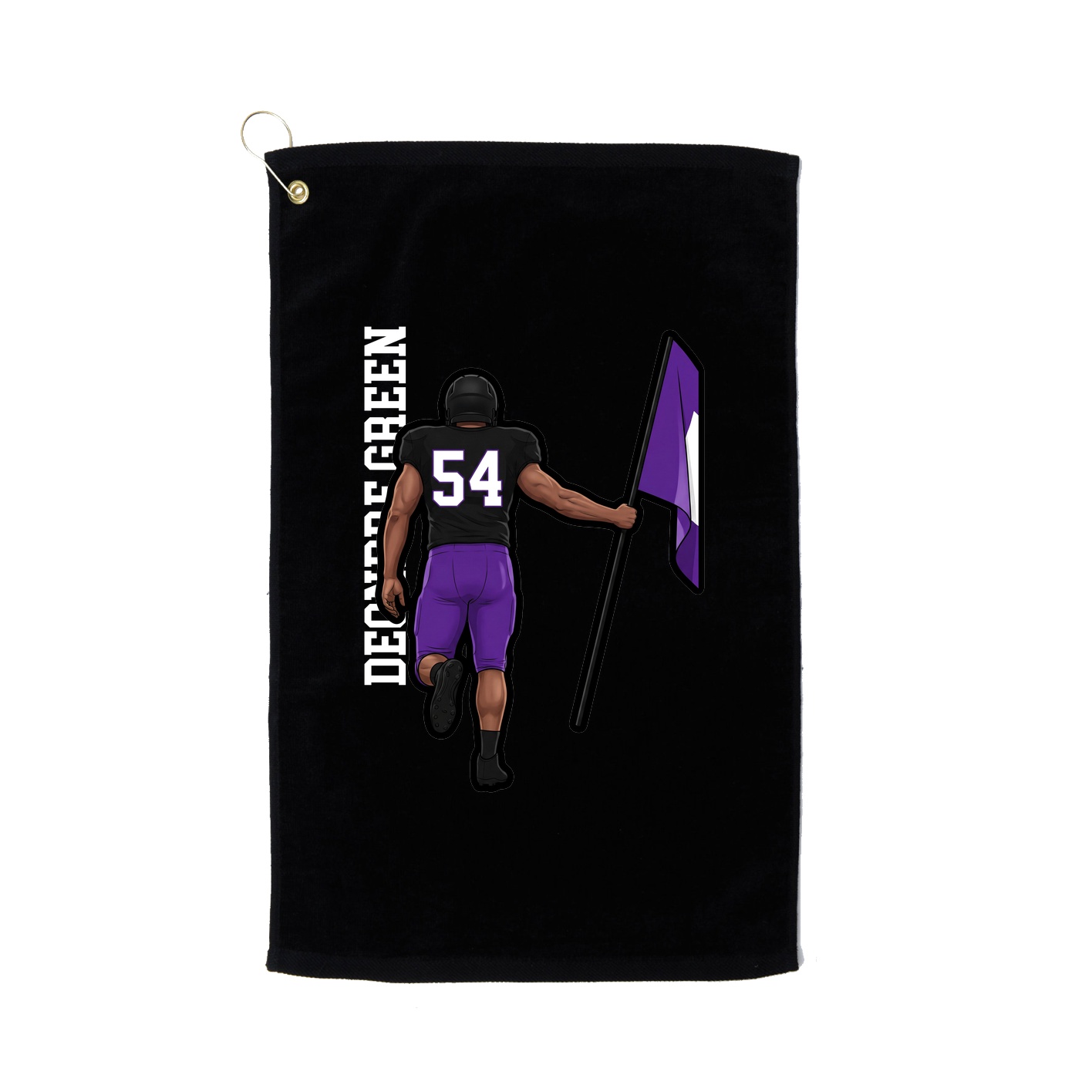Golf Towel — Name Vertical in Black