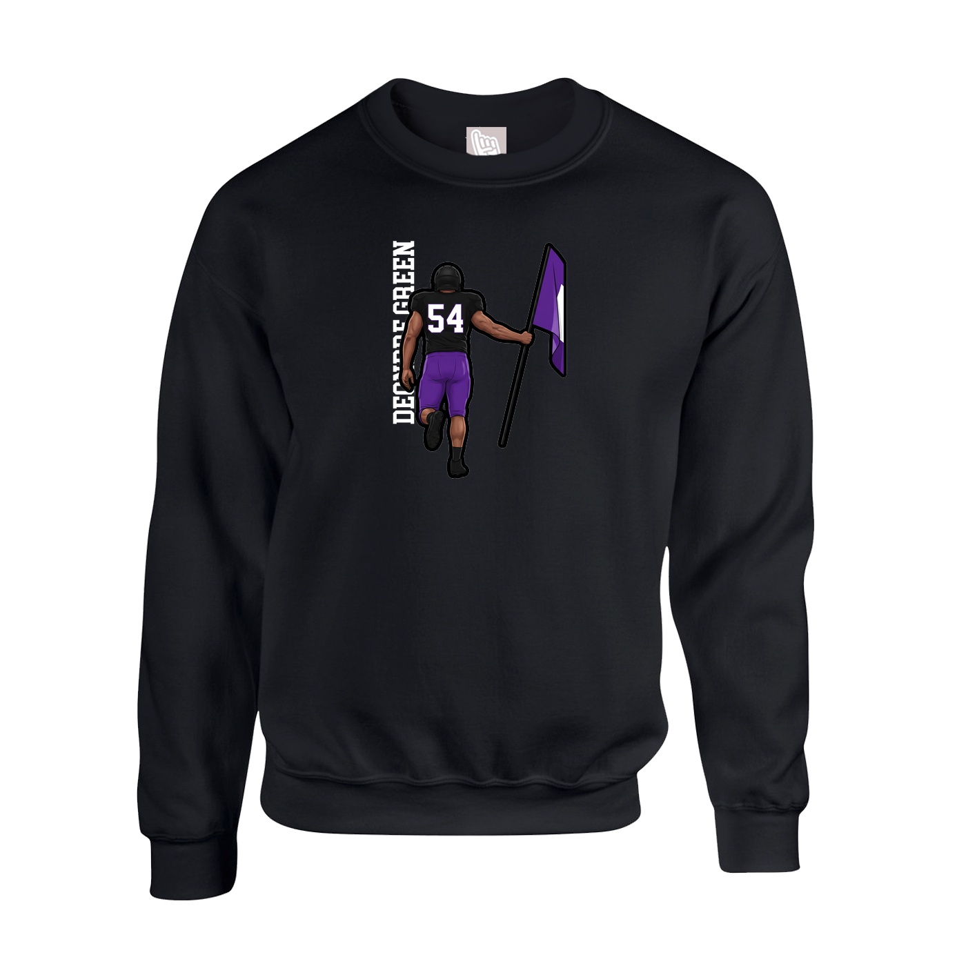 Fleece Crew — Name Vertical in Black