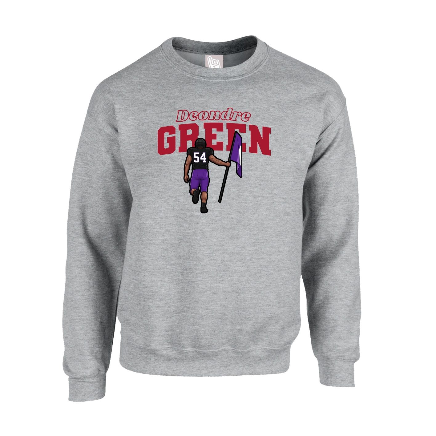 Fleece Crew — Name Arch in Grey