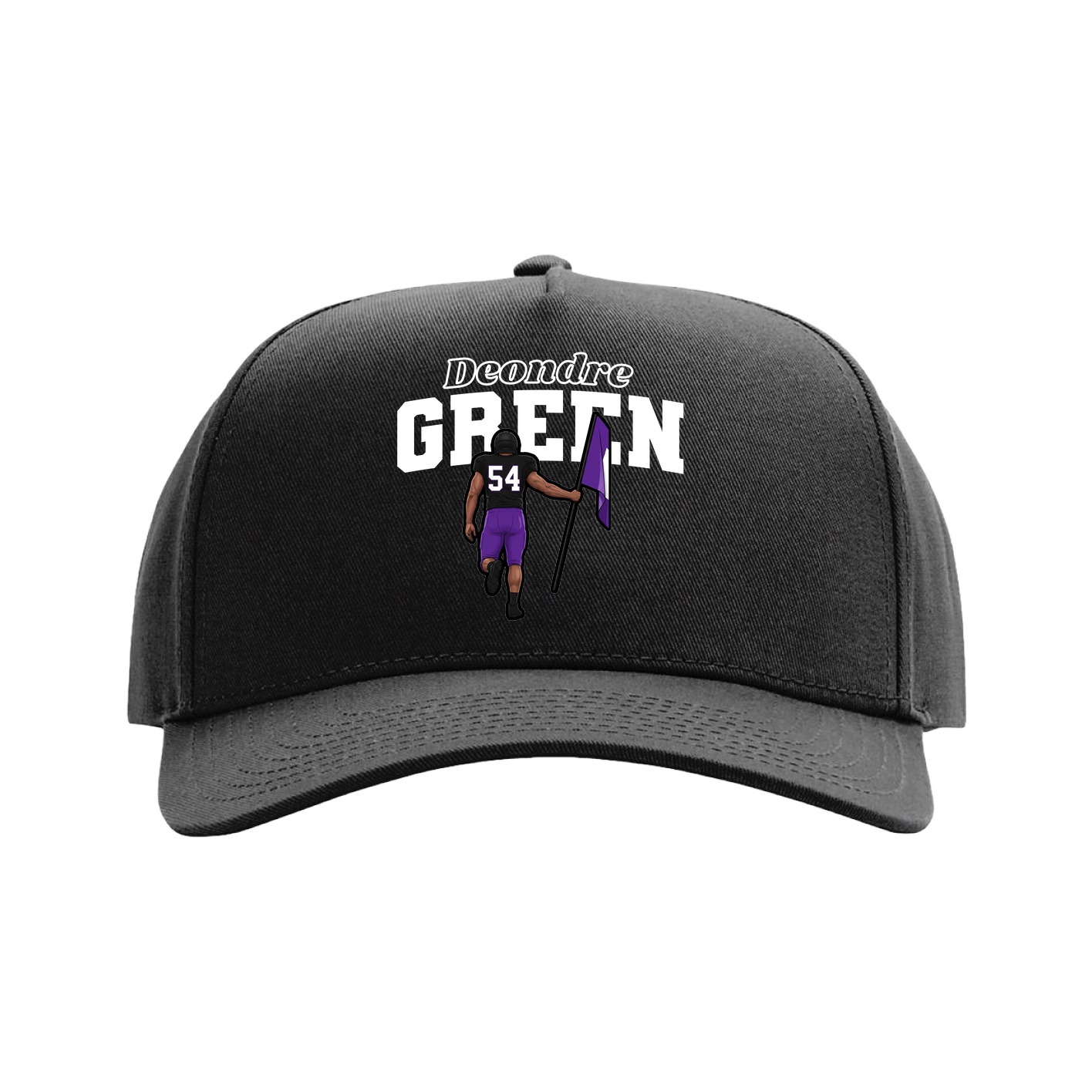 Full Fabric Five-Panel Champ Cap — Name Arch in Black