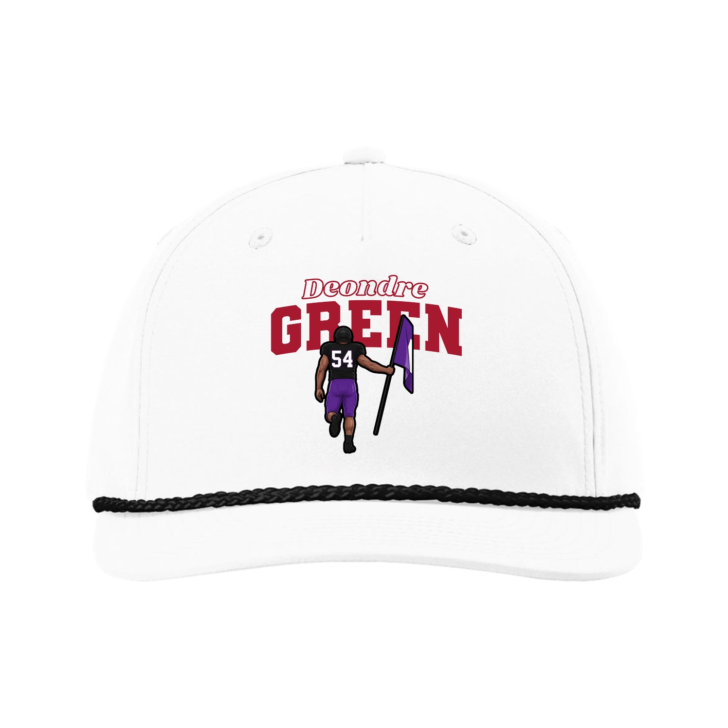 Five-Panel Classic Rope Cap — Name Arch in White