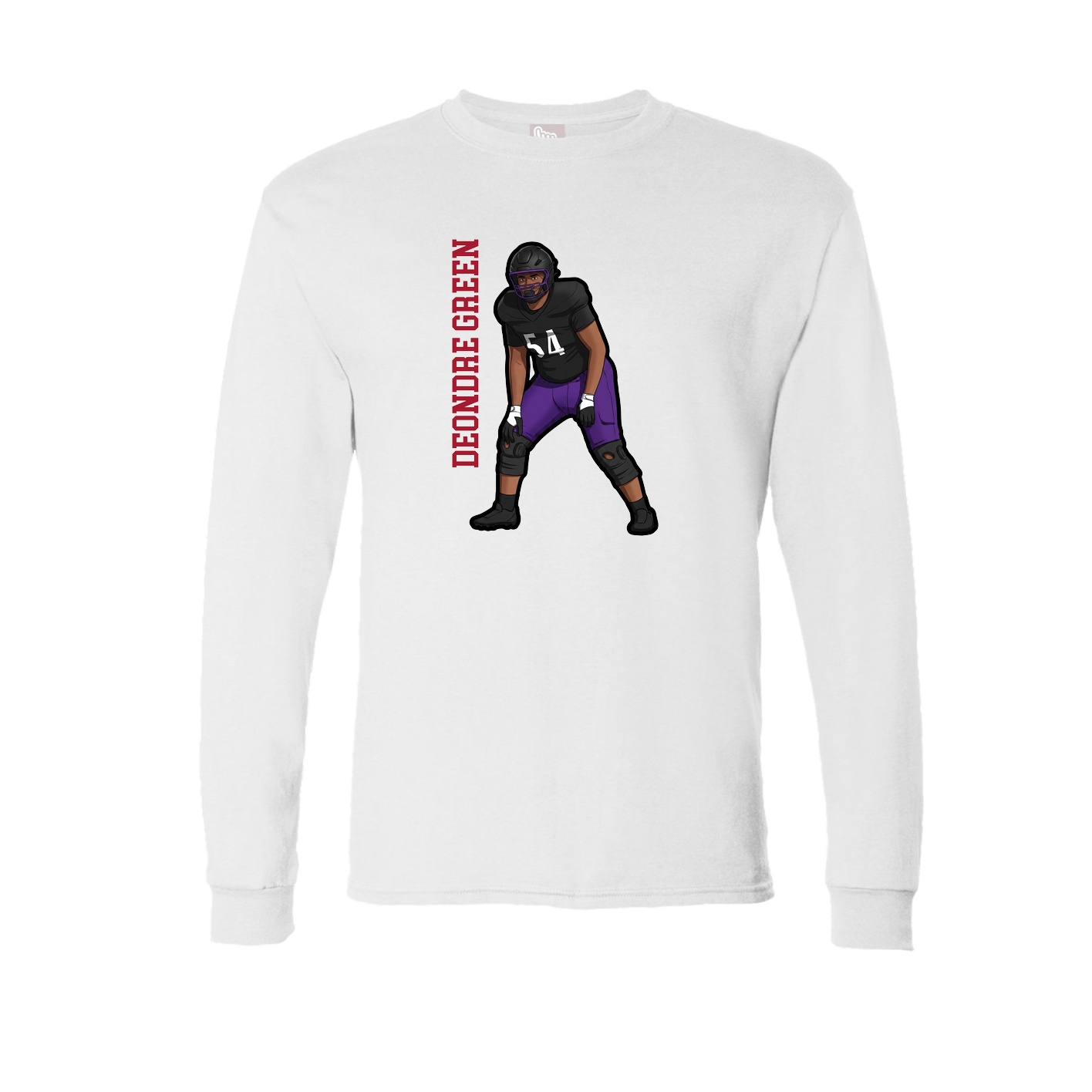 Long Sleeve Tee — Name Vertical in White