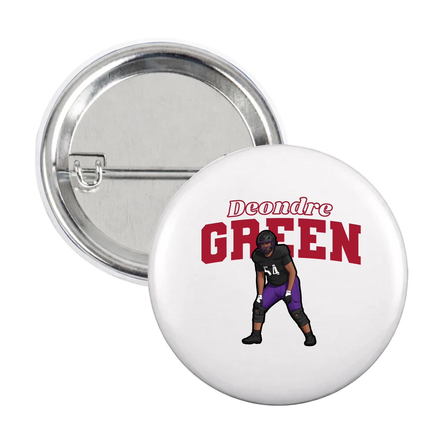 Game Day Button — Name Arch in White