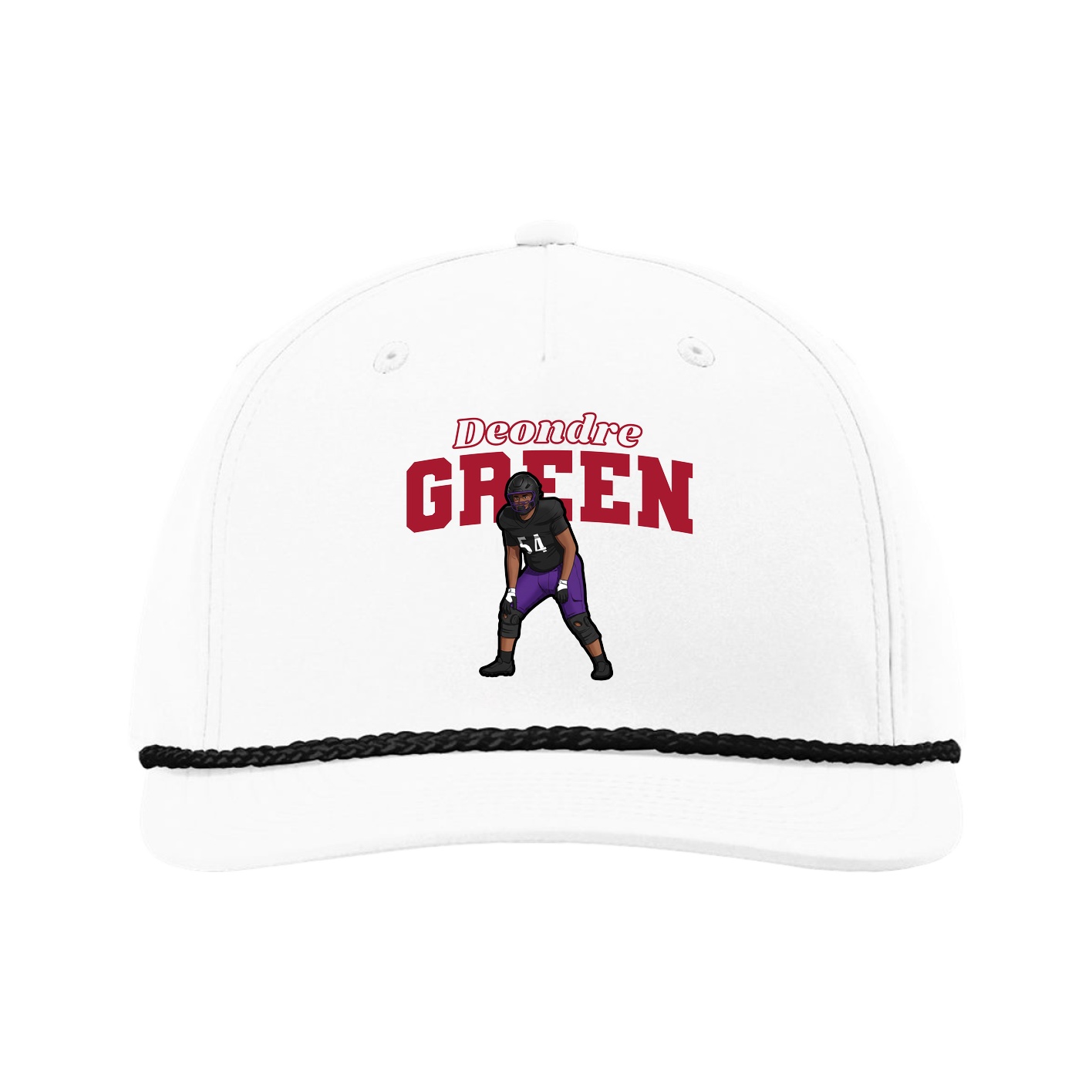 Five-Panel Classic Rope Cap — Name Arch in White
