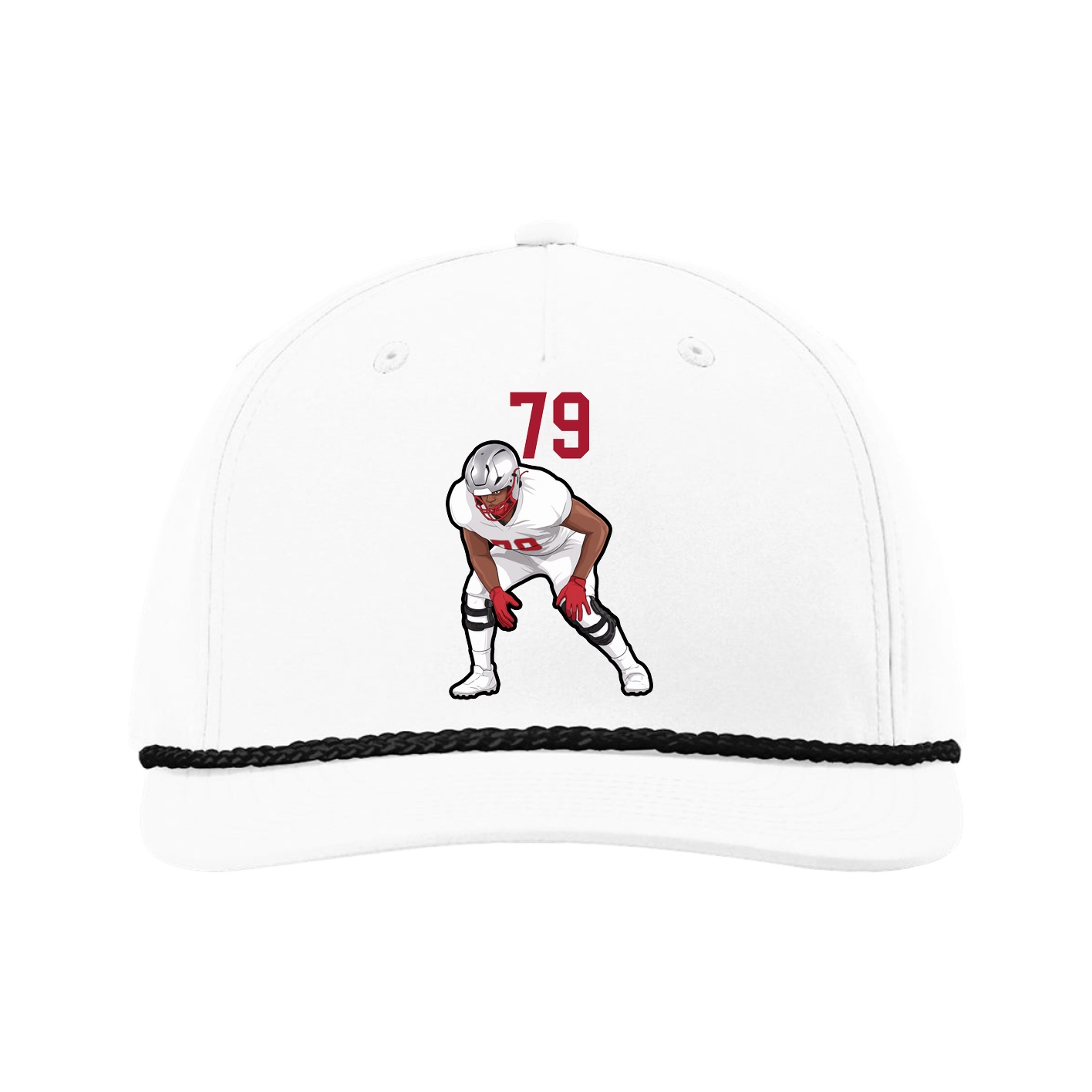 Five-Panel Classic Rope Cap — Number Top in White