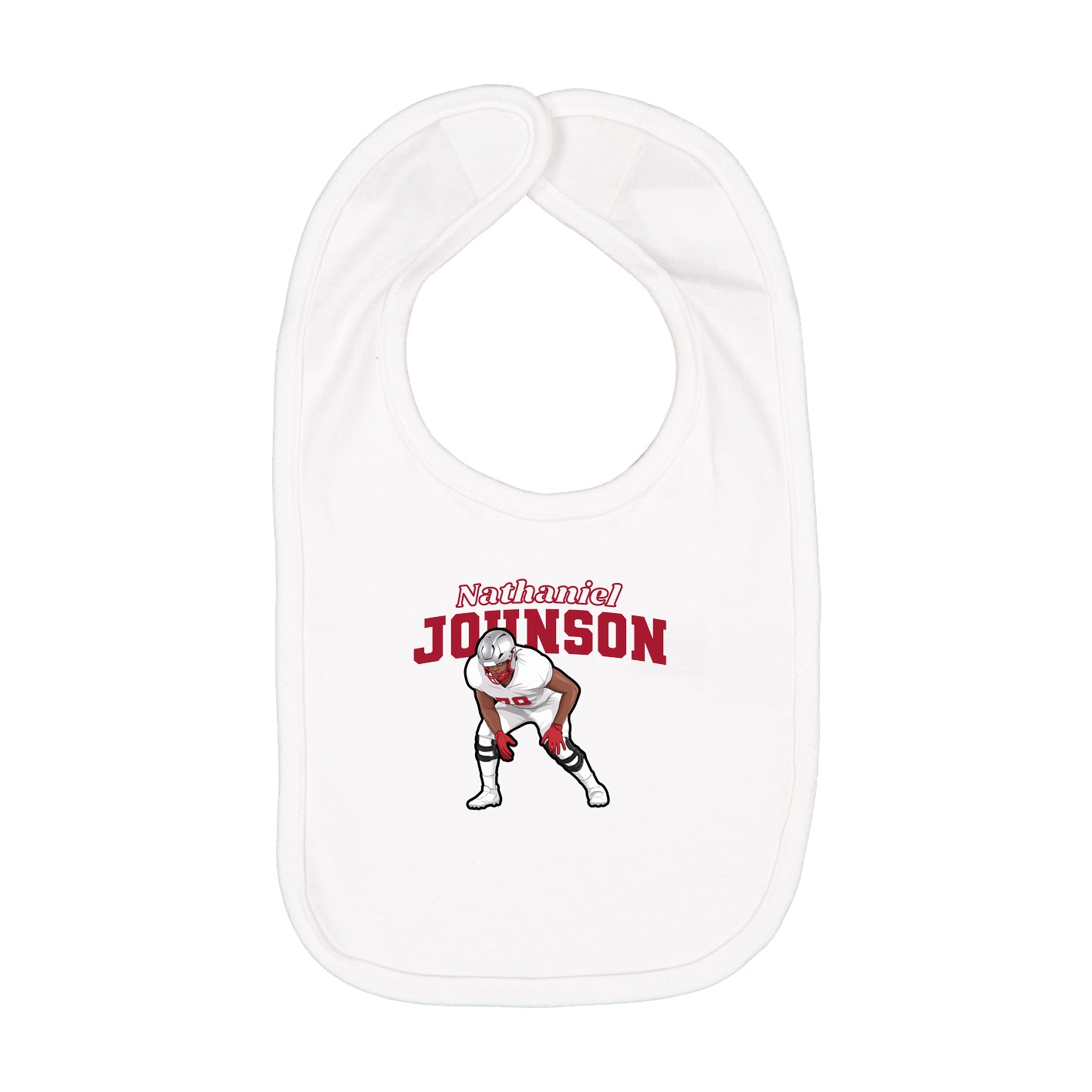 Infant Bib — Name Arch in White