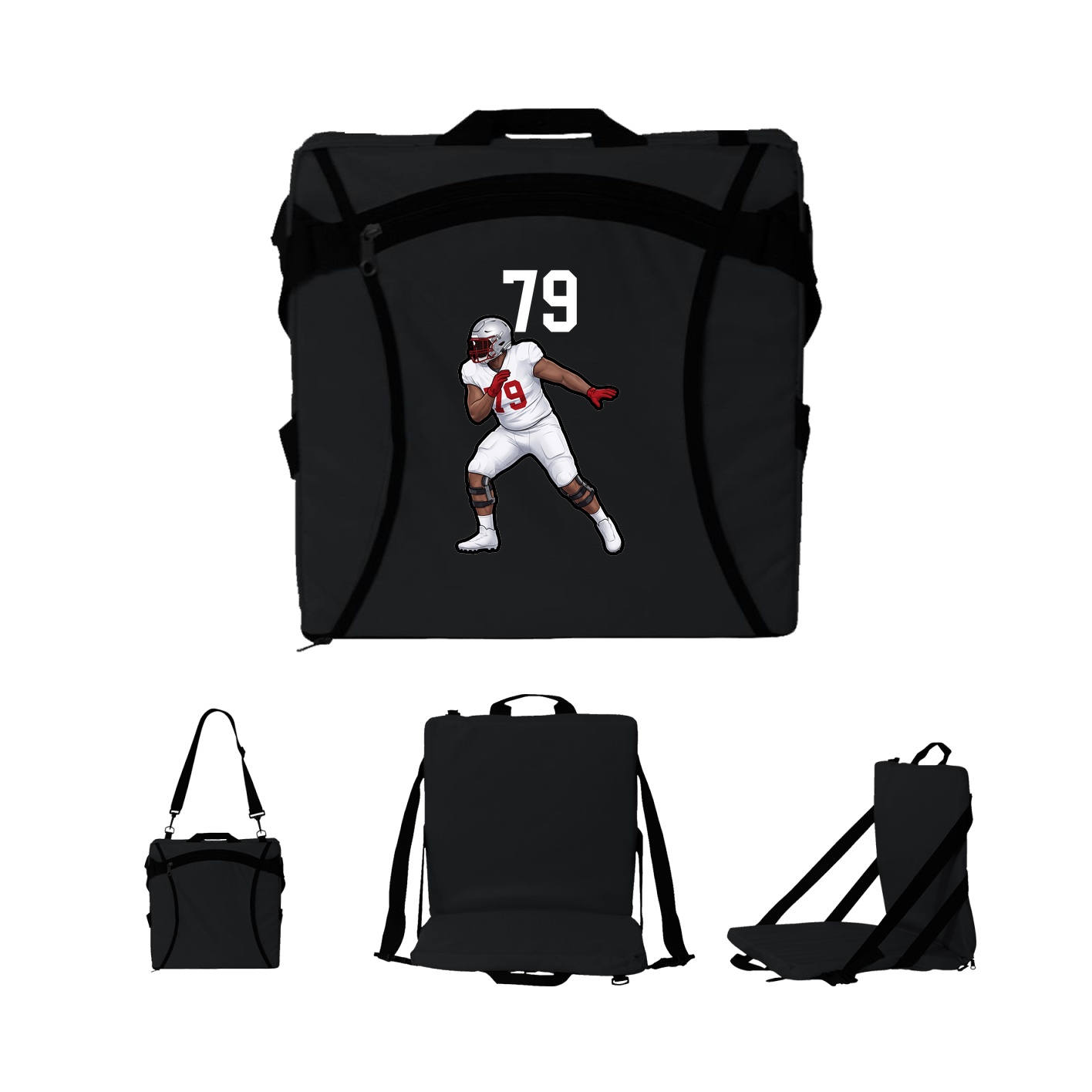 Folding Stadium Seat — Number Top in Black
