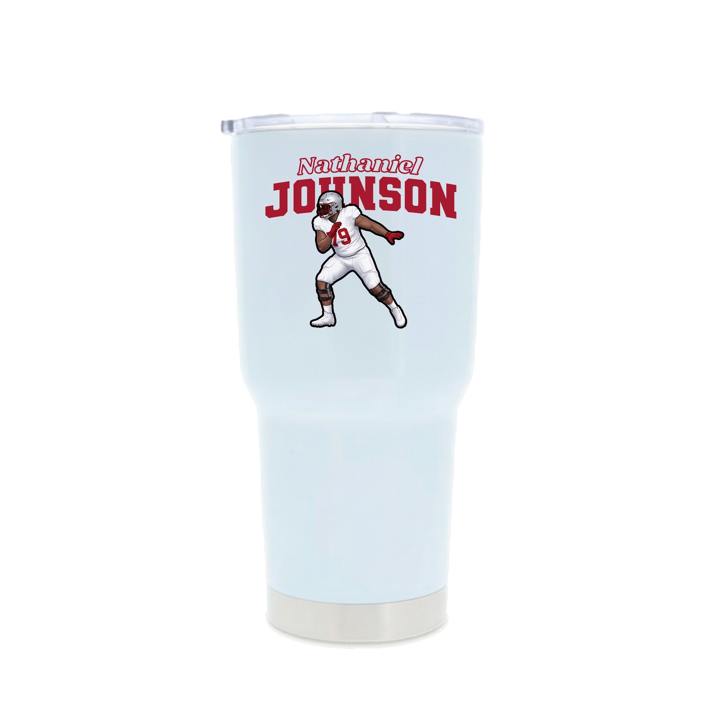 30oz Stainless Steel Tumbler — Name Arch in White