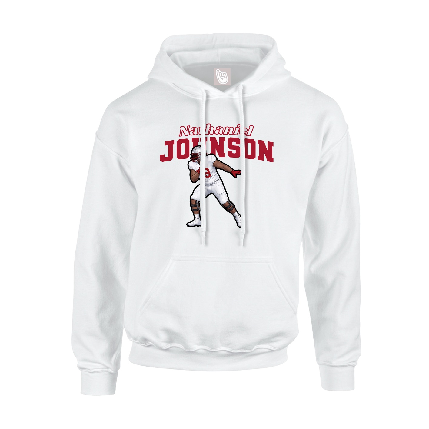 Youth Hoodie — Name Arch in White