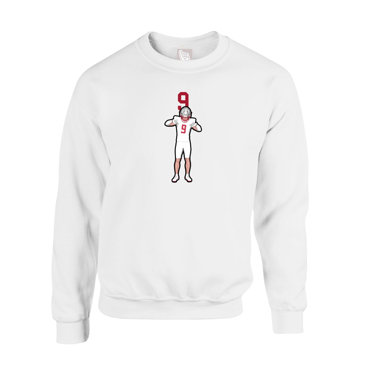 Fleece Crew — Number Top in White