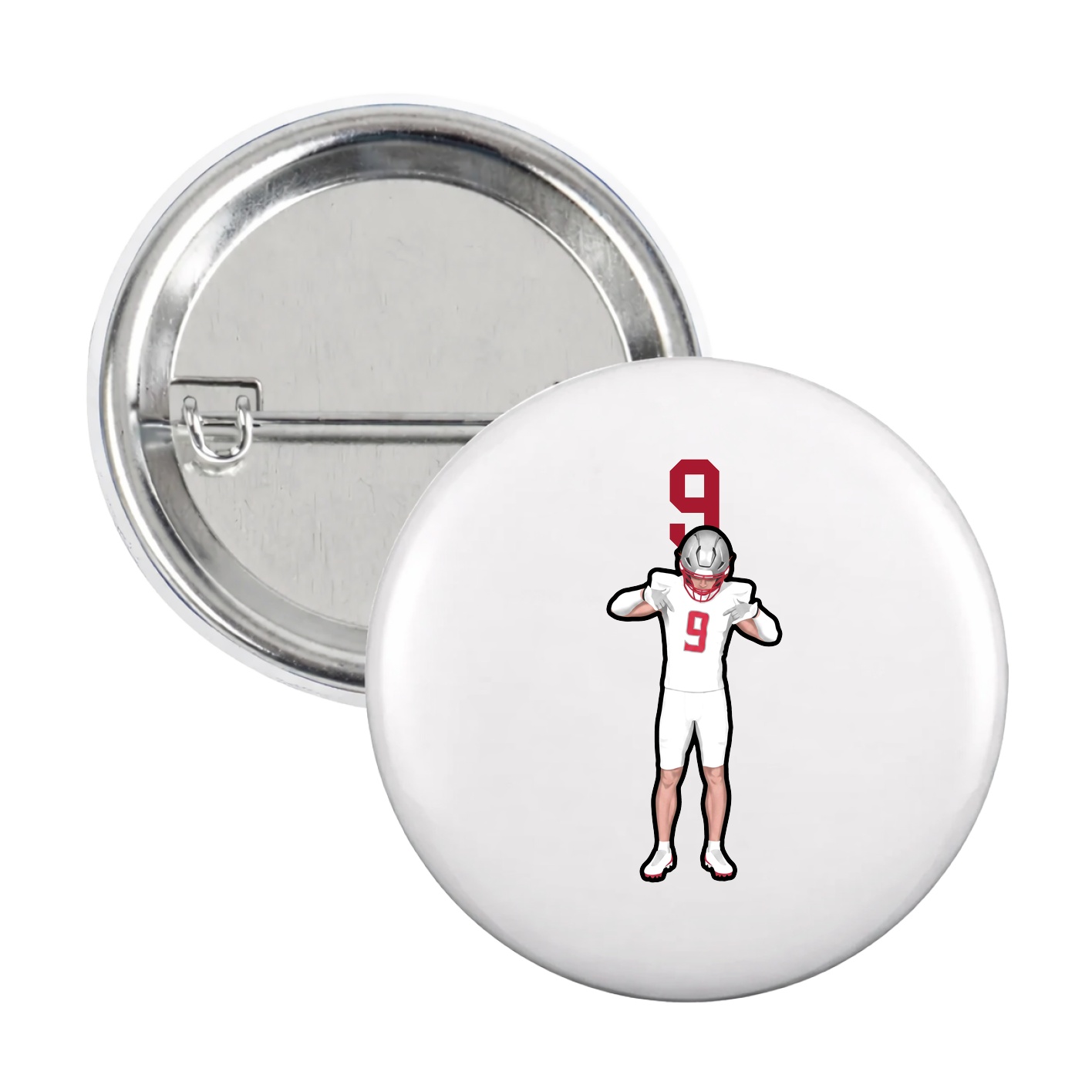 Game Day Button — Number Top in White