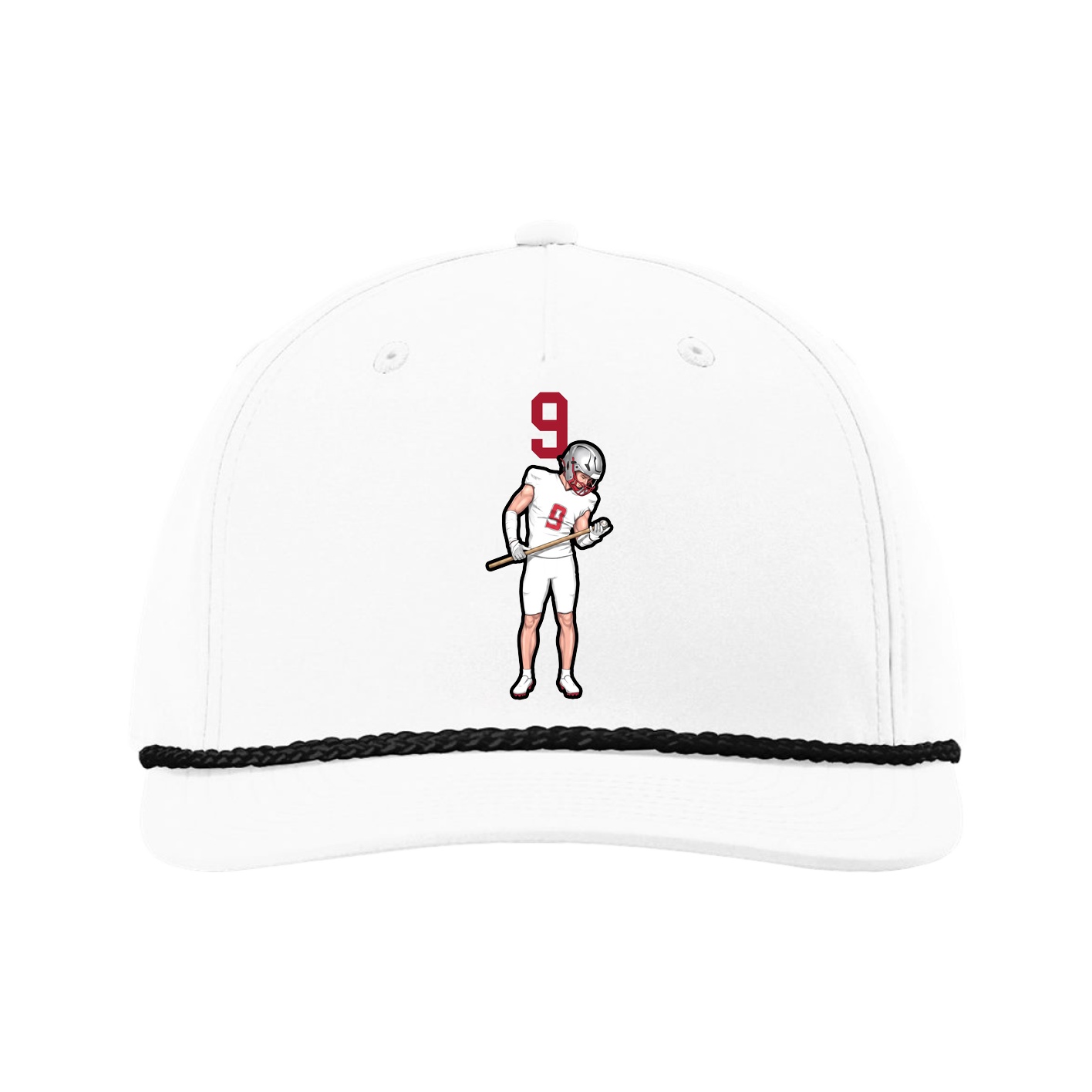 Five-Panel Classic Rope Cap — Number Top in White