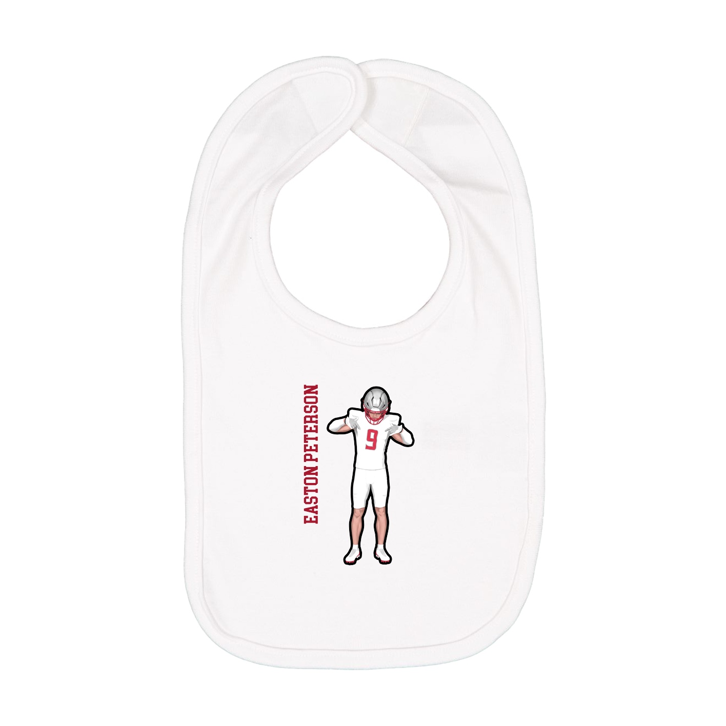 Infant Bib — Name Vertical in White
