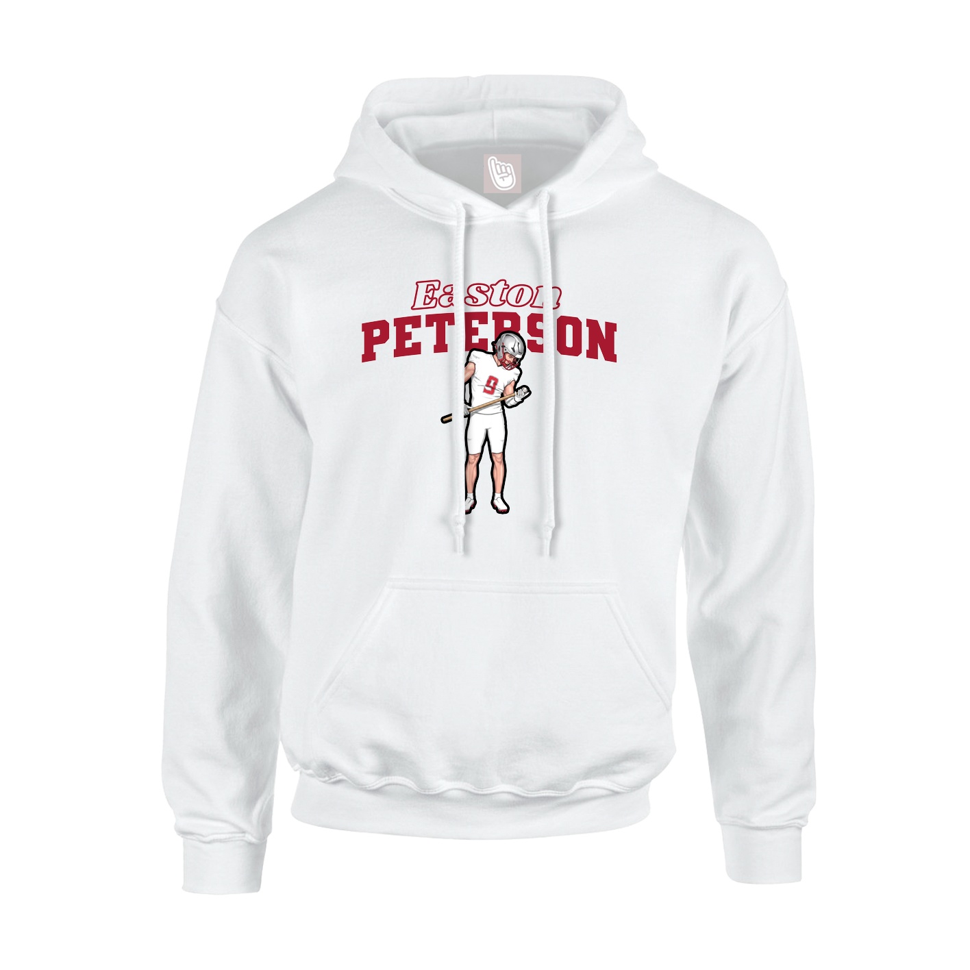 Youth Hoodie — Name Arch in White