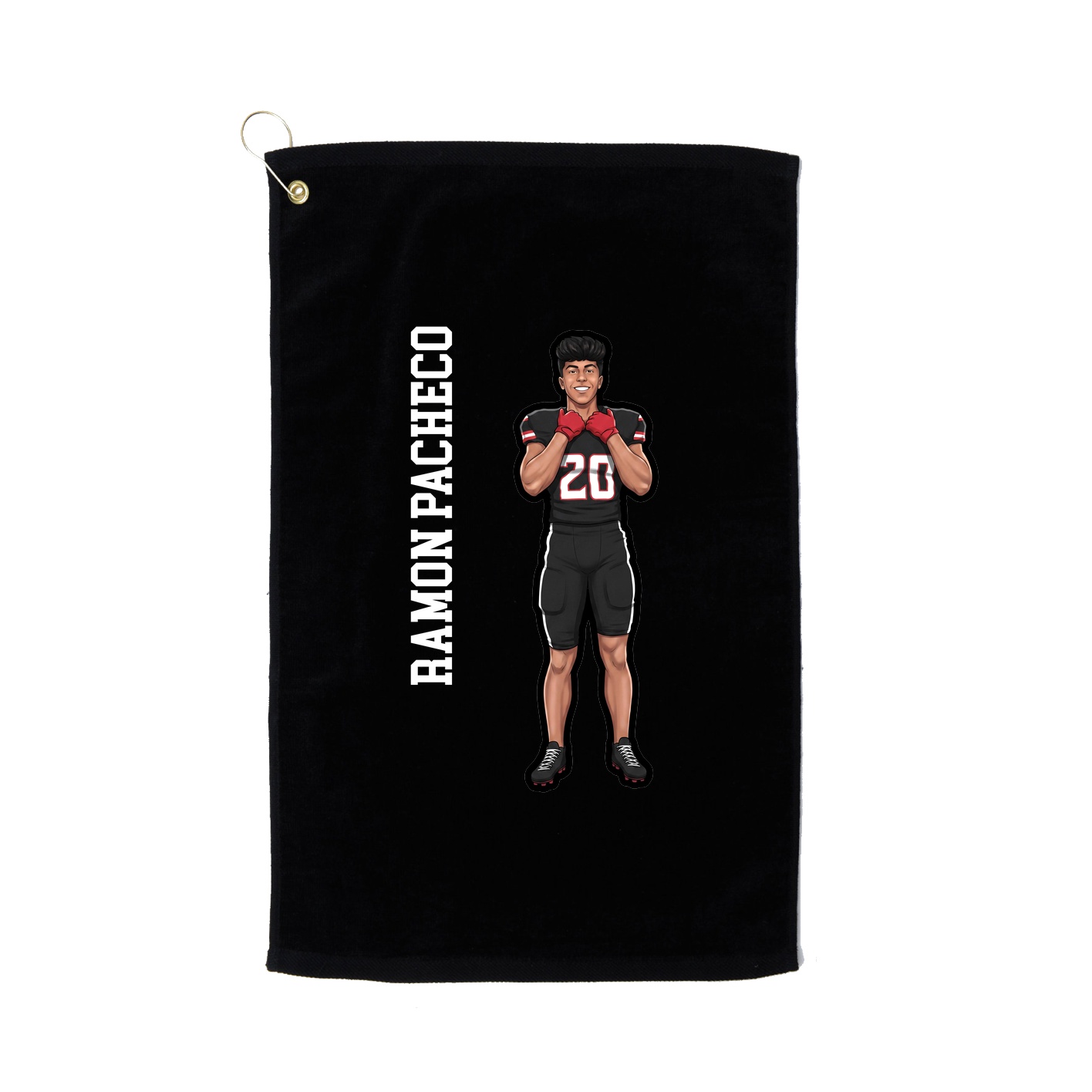 Golf Towel — Name Vertical in Black