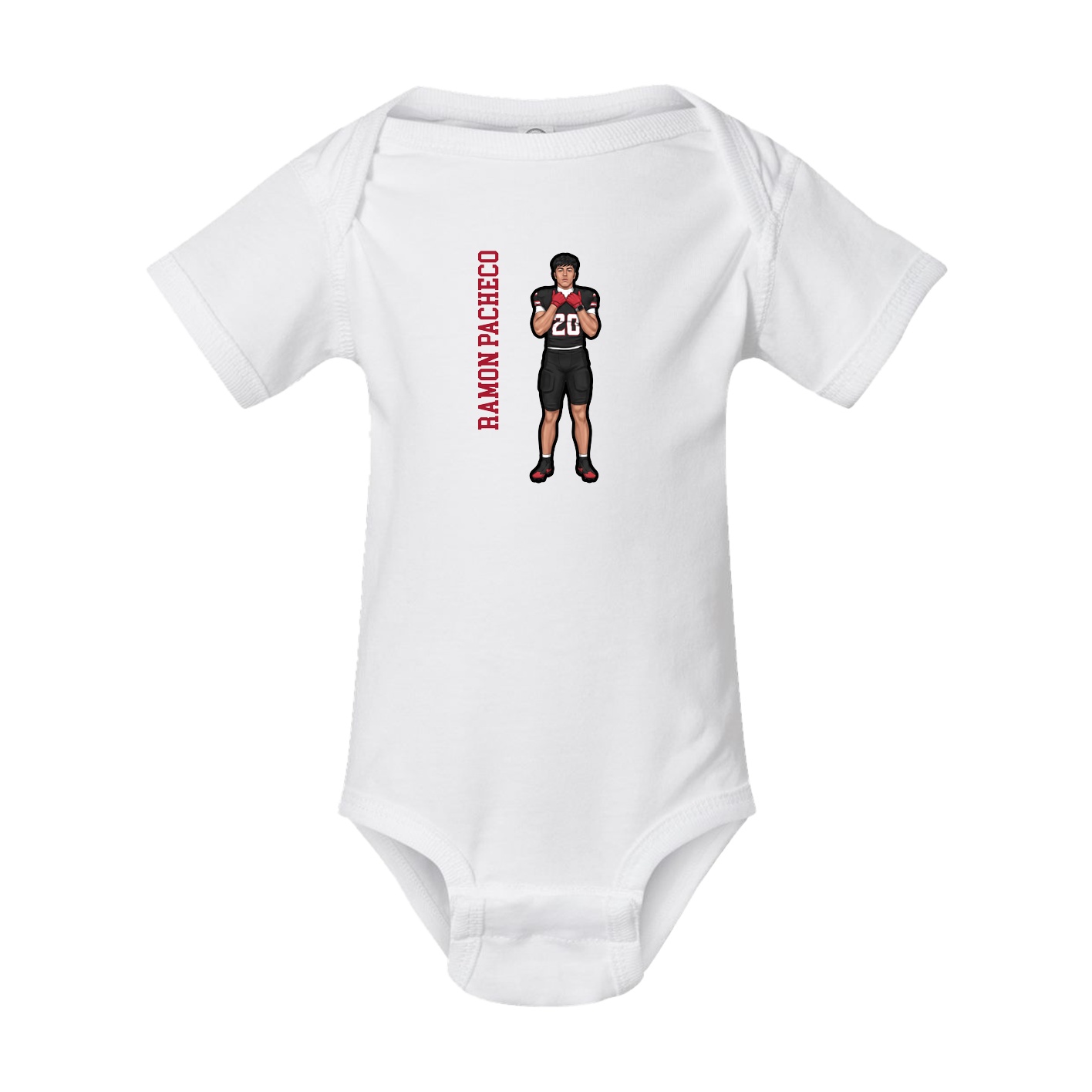Baby Onesie — Name Vertical in White