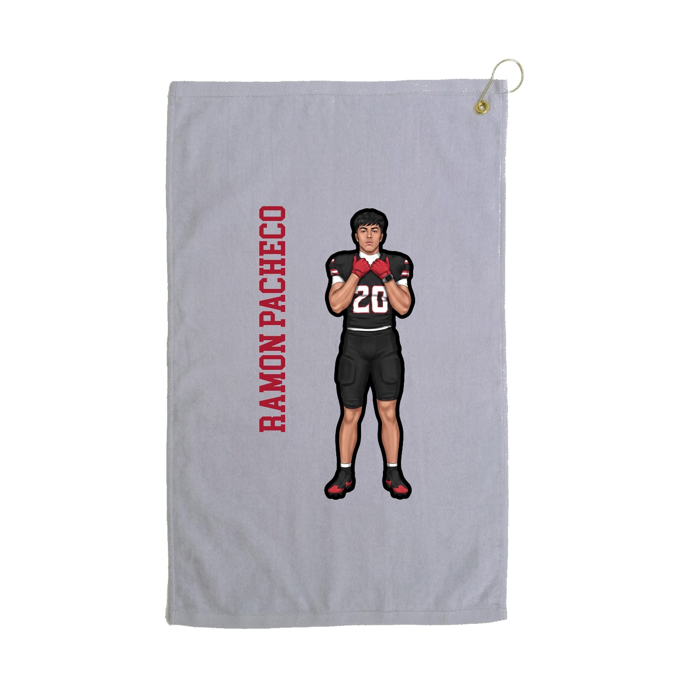 Golf Towel — Name Vertical in Grey