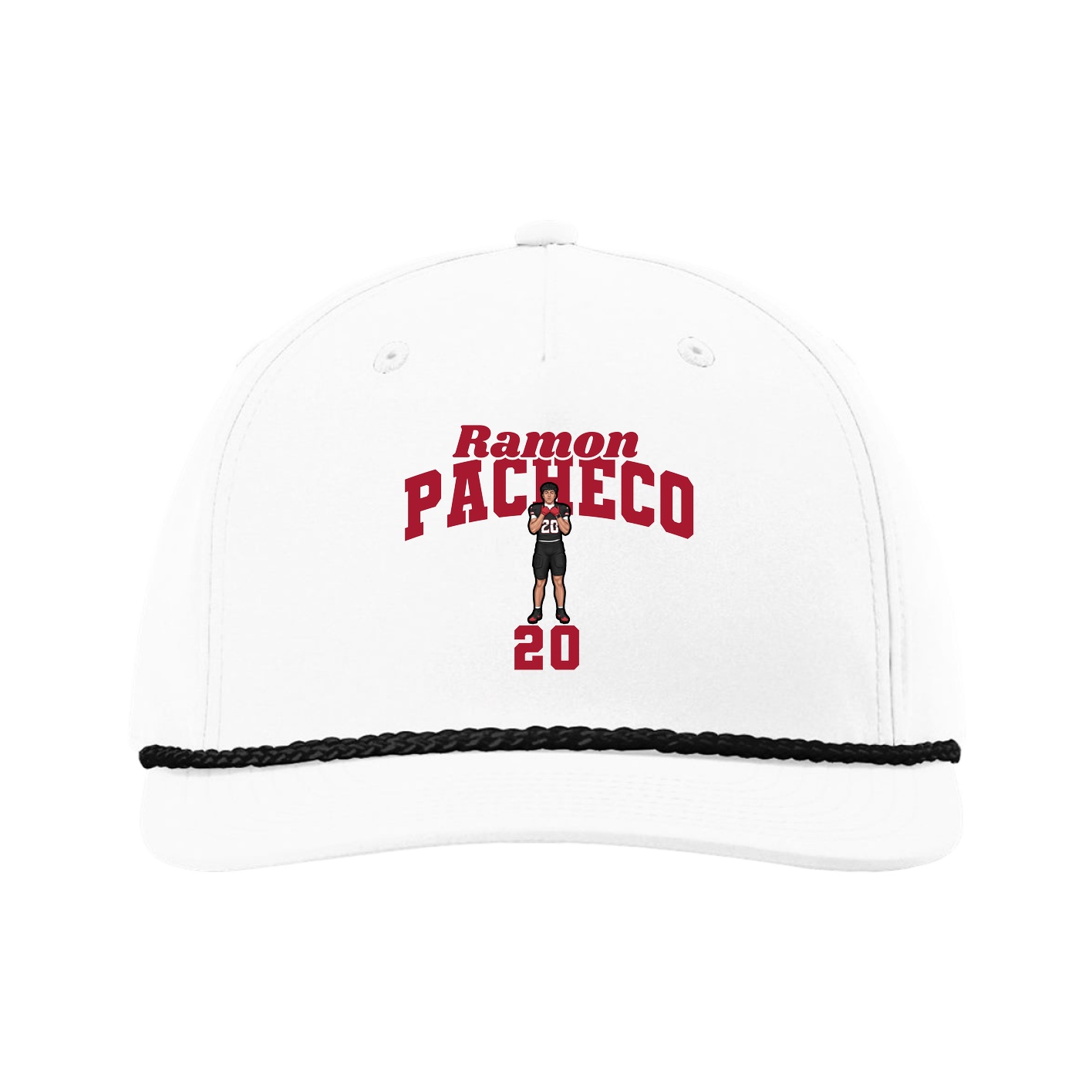 Five-Panel Classic Rope Cap — Signature Arch in White