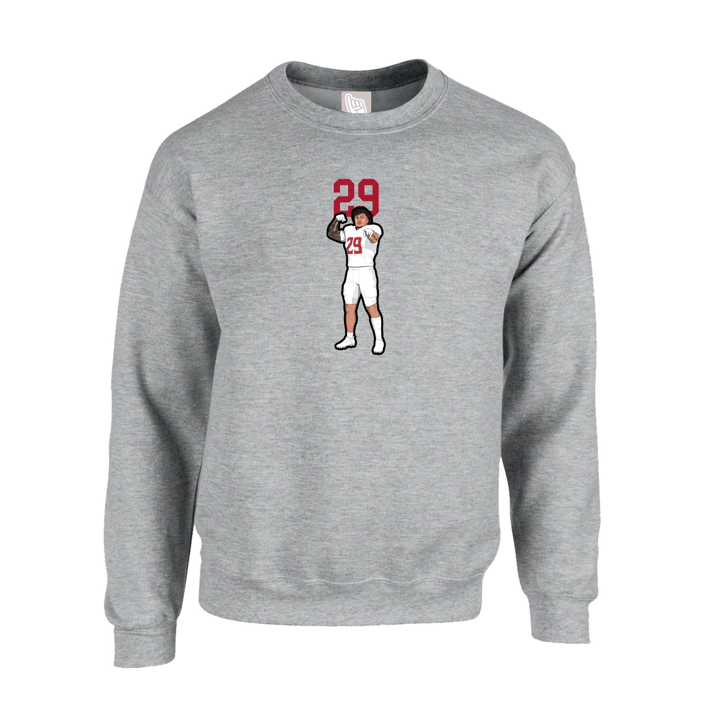 Fleece Crew — Number Top in Grey