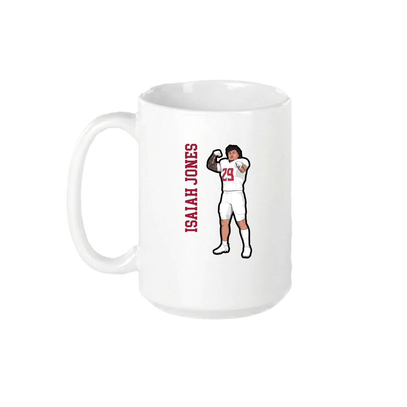 15oz Coffee Mug — Name Vertical in White