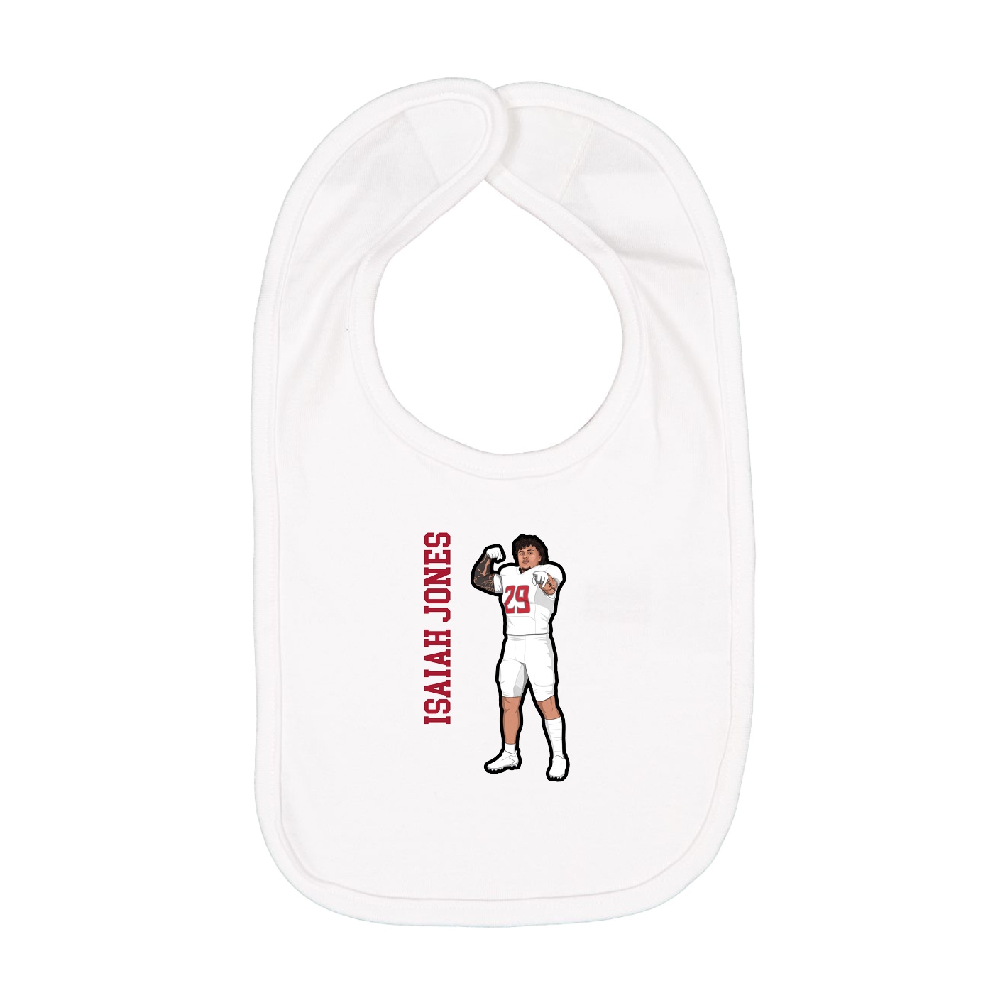 Infant Bib — Name Vertical in White